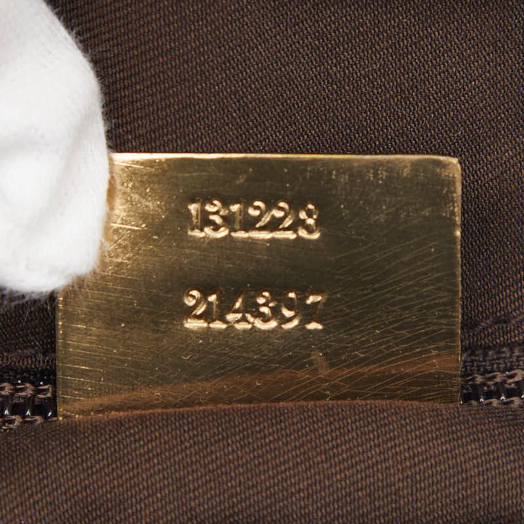Gucci Beige Gold Canvas Leather Handbag (Pre-Owned)