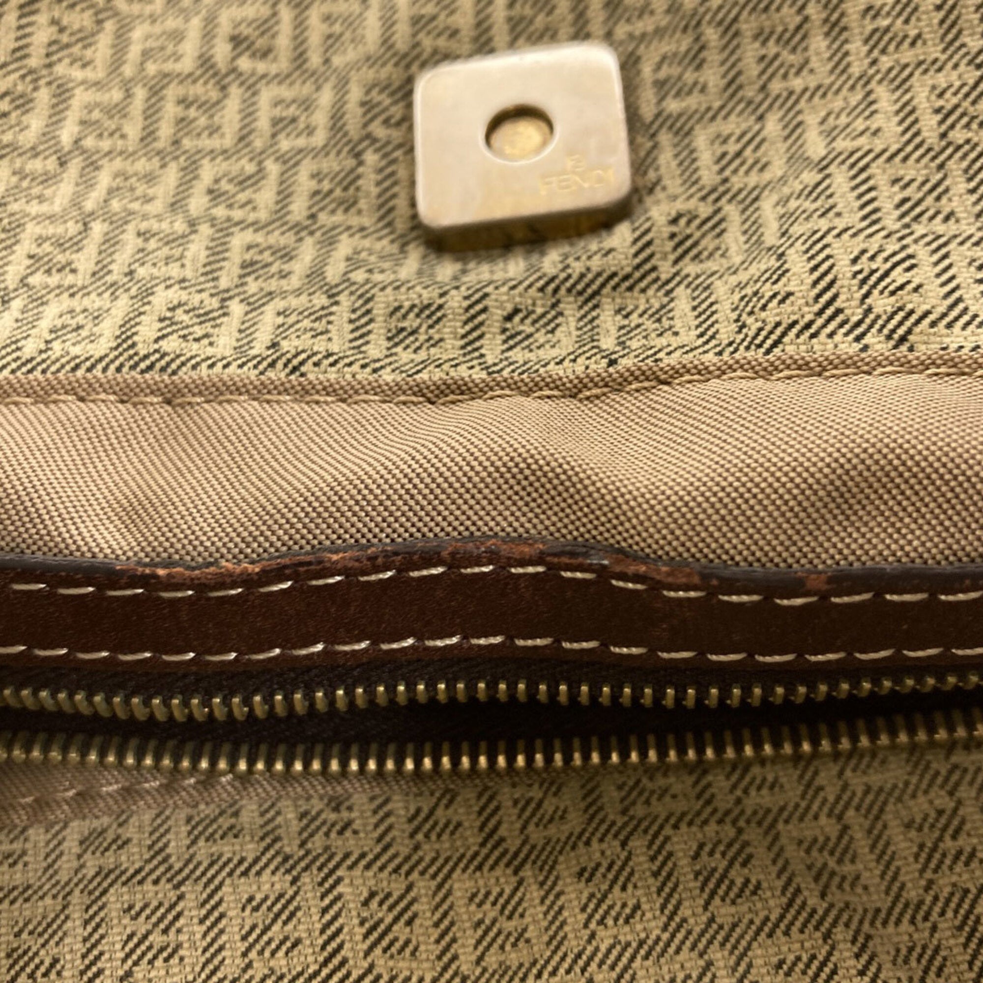Fendi Zucchino Beige Canvas Tote Bag (Pre-Owned)