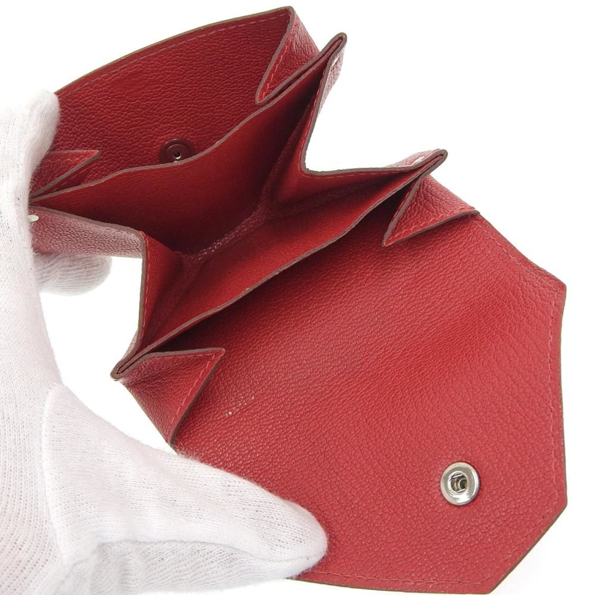 Hermes Red Color Chevre Leather Coin Purse/Coin Case (Pre-Owned)
