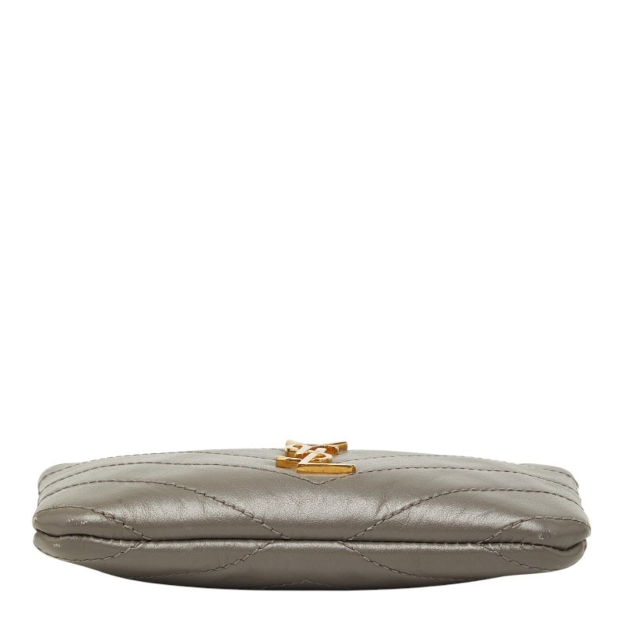 Saint Laurent Gray Leather Long Wallet (Bi-Fold) (Pre-Owned)