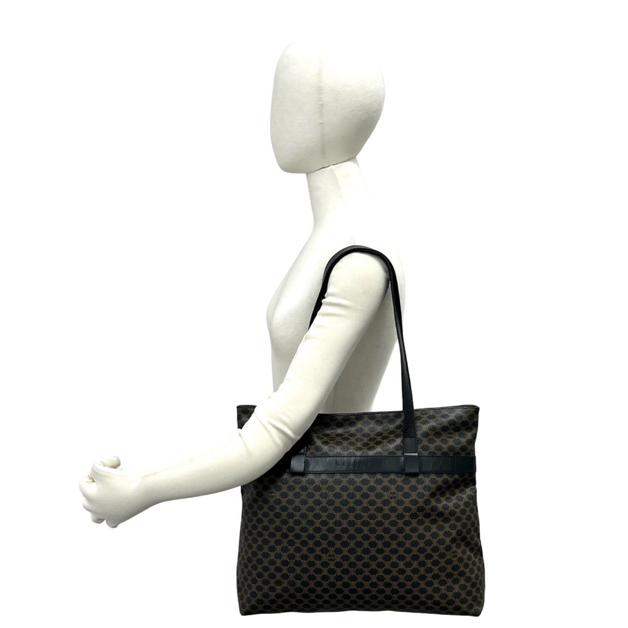 Celine Black Brown Leather Pvc Handbag Tote Bag (Pre-Owned)