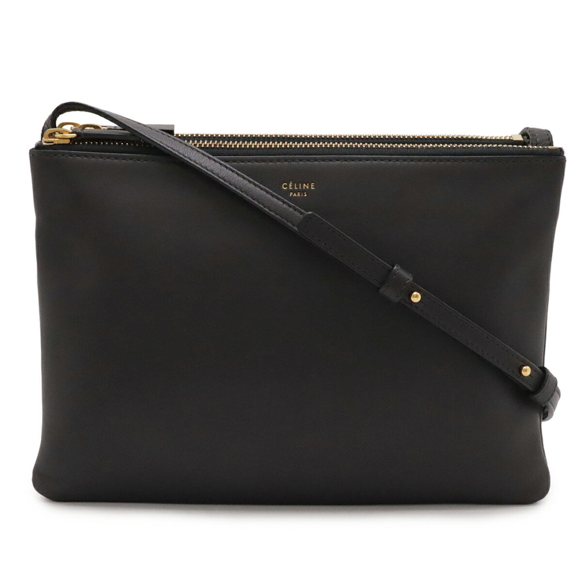 Celine Gray Leather Handbag Pochette Shoulder Bag (Pre-Owned)
