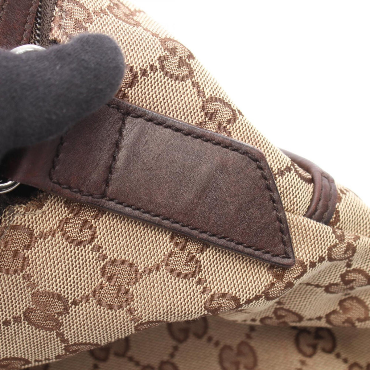 Gucci Beige Brown Gg Canvas Leather Handbag Shoulder Bag (Pre-Owned)