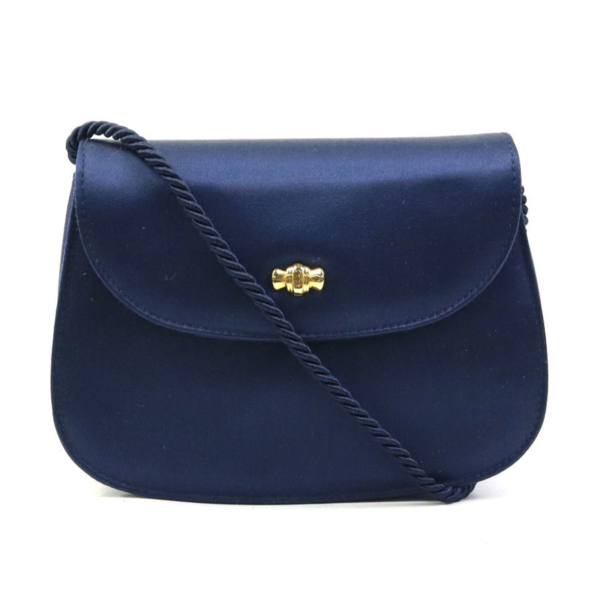 Tiffany Navy Satin Shoulder Bag (Pre-Owned)