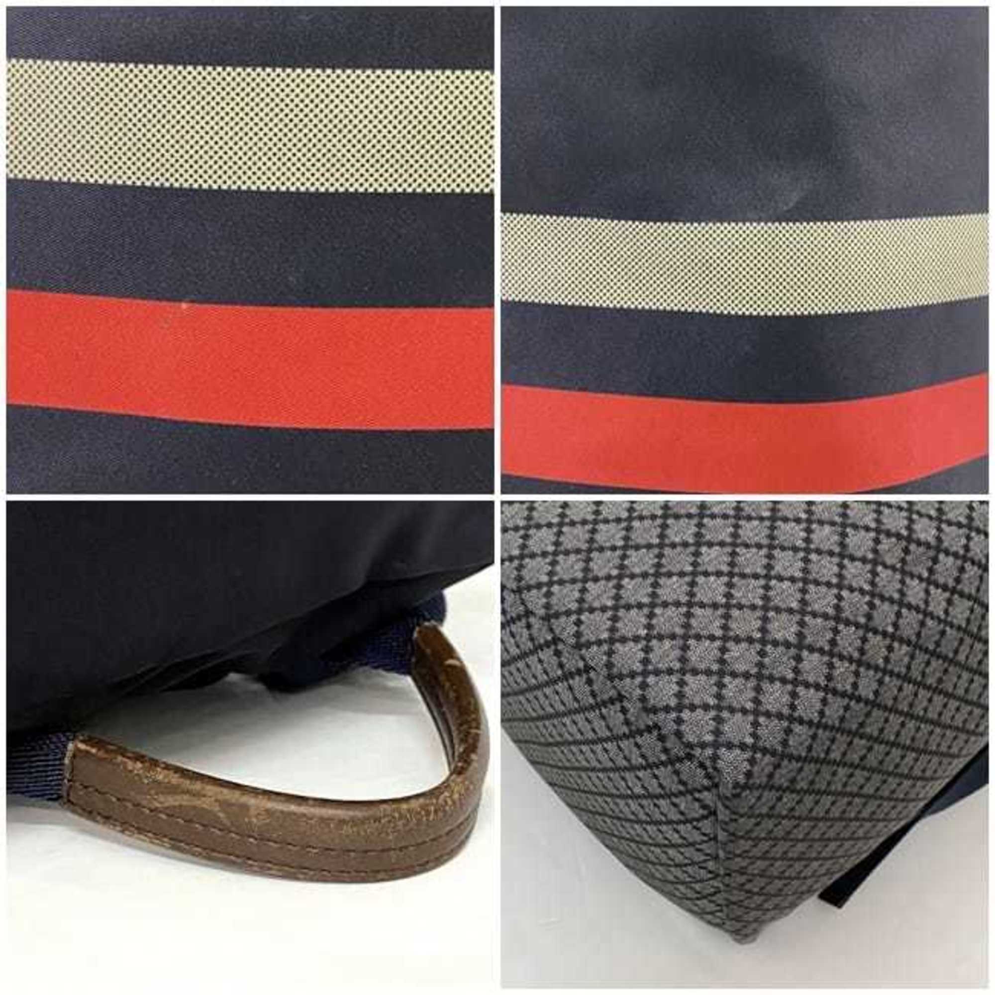 Gucci Diamante Gray Navy Nylon Leather Backpack (Pre-Owned)
