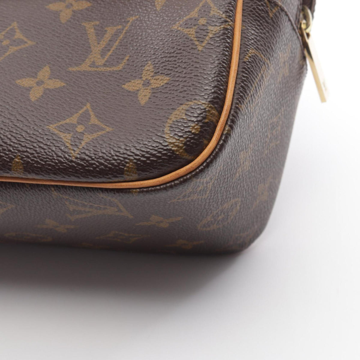 Louis Vuitton Brown Coated Canvas Monogram Leather Handbag Shoulder Bag (Pre-Owned)