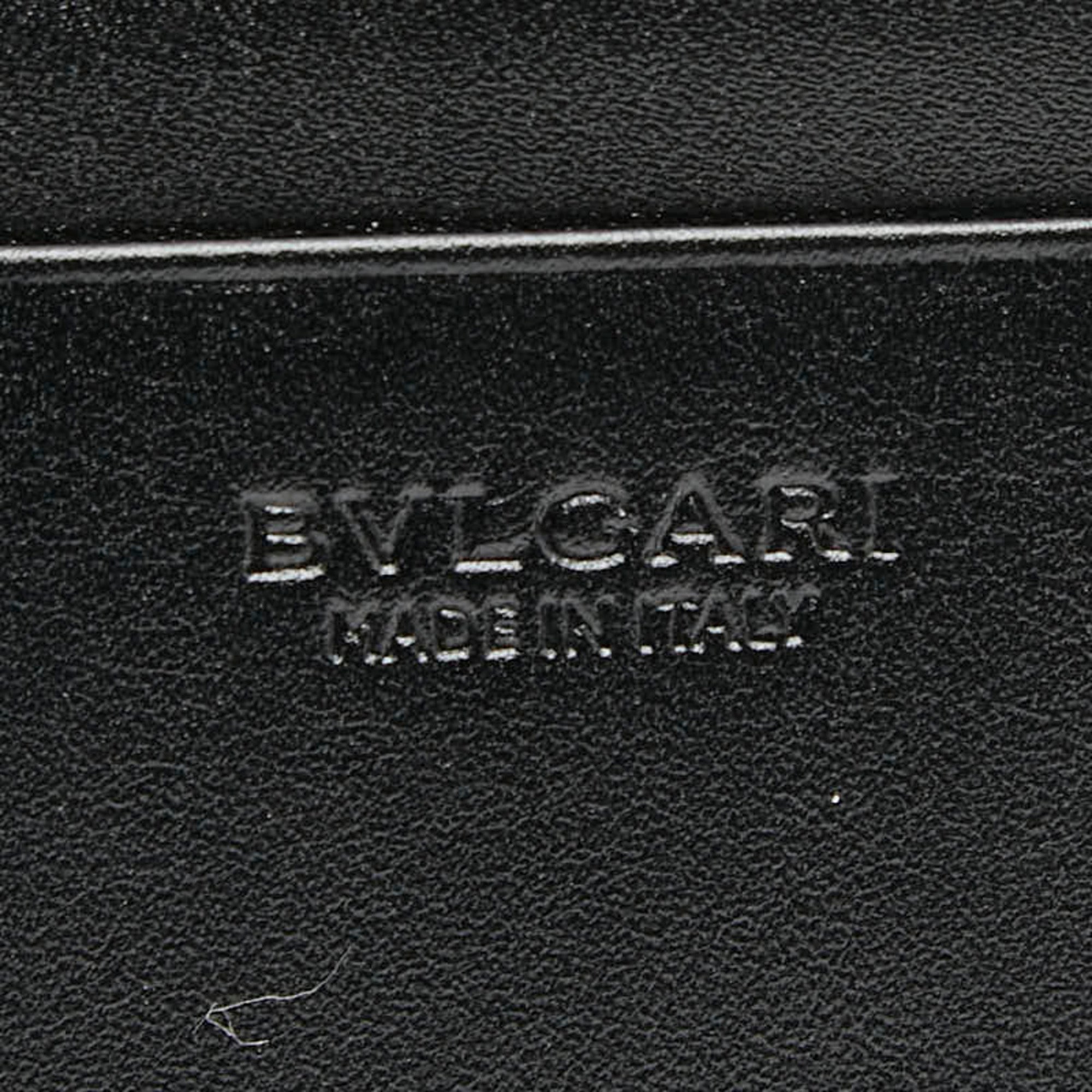 Bvlgari Black Orange Leather Long Wallet (Bi-Fold) (Pre-Owned)
