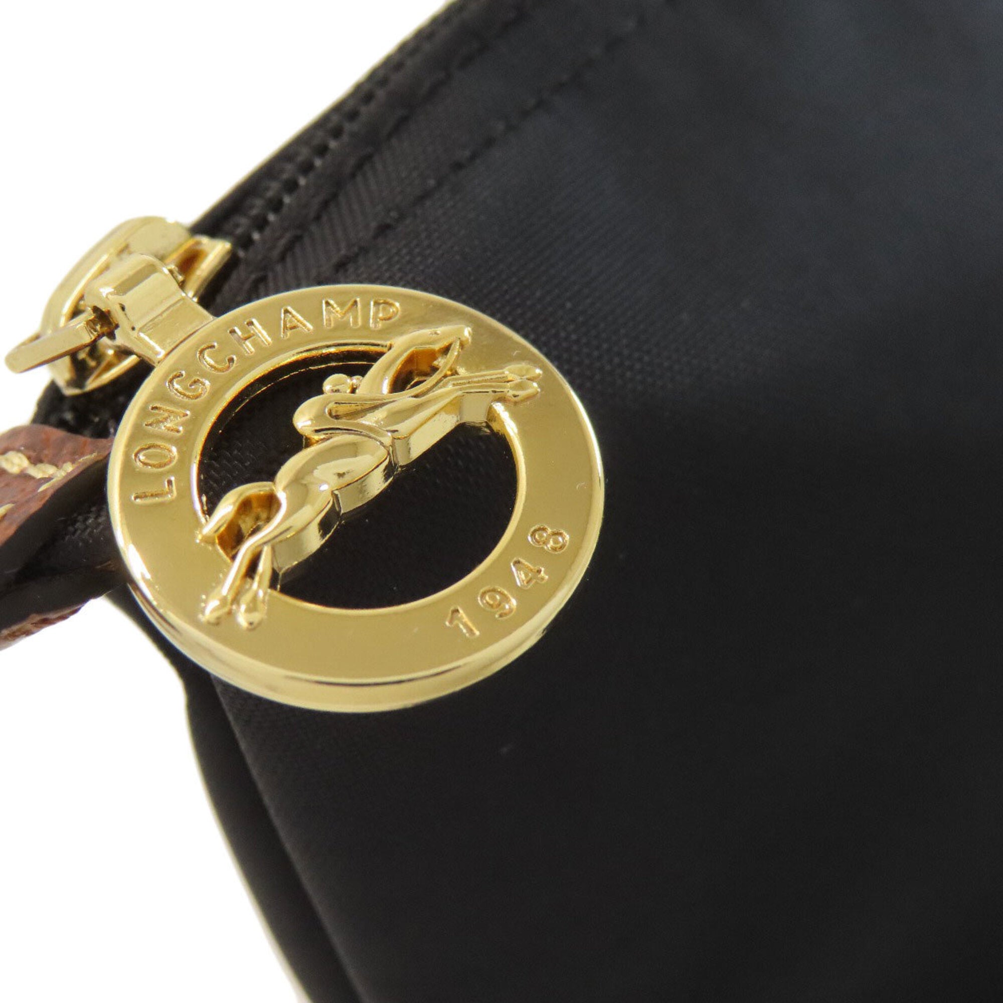 Longchamp Black Brown Nylon Tote Bag (Pre-Owned)