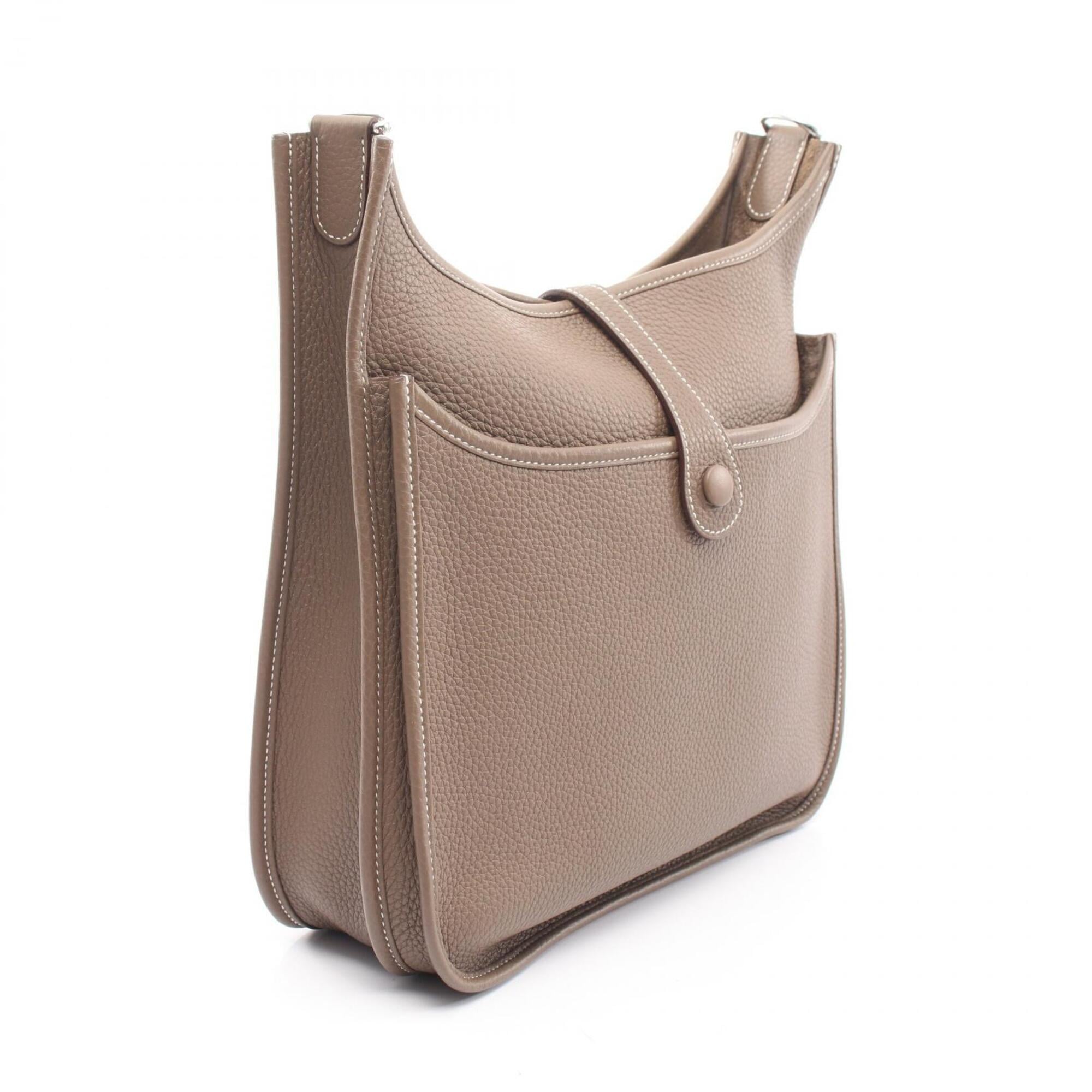 Hermes Etoupe Gray Taurillon Clemence Leather Handbag Shoulder Bag (Pre-Owned)