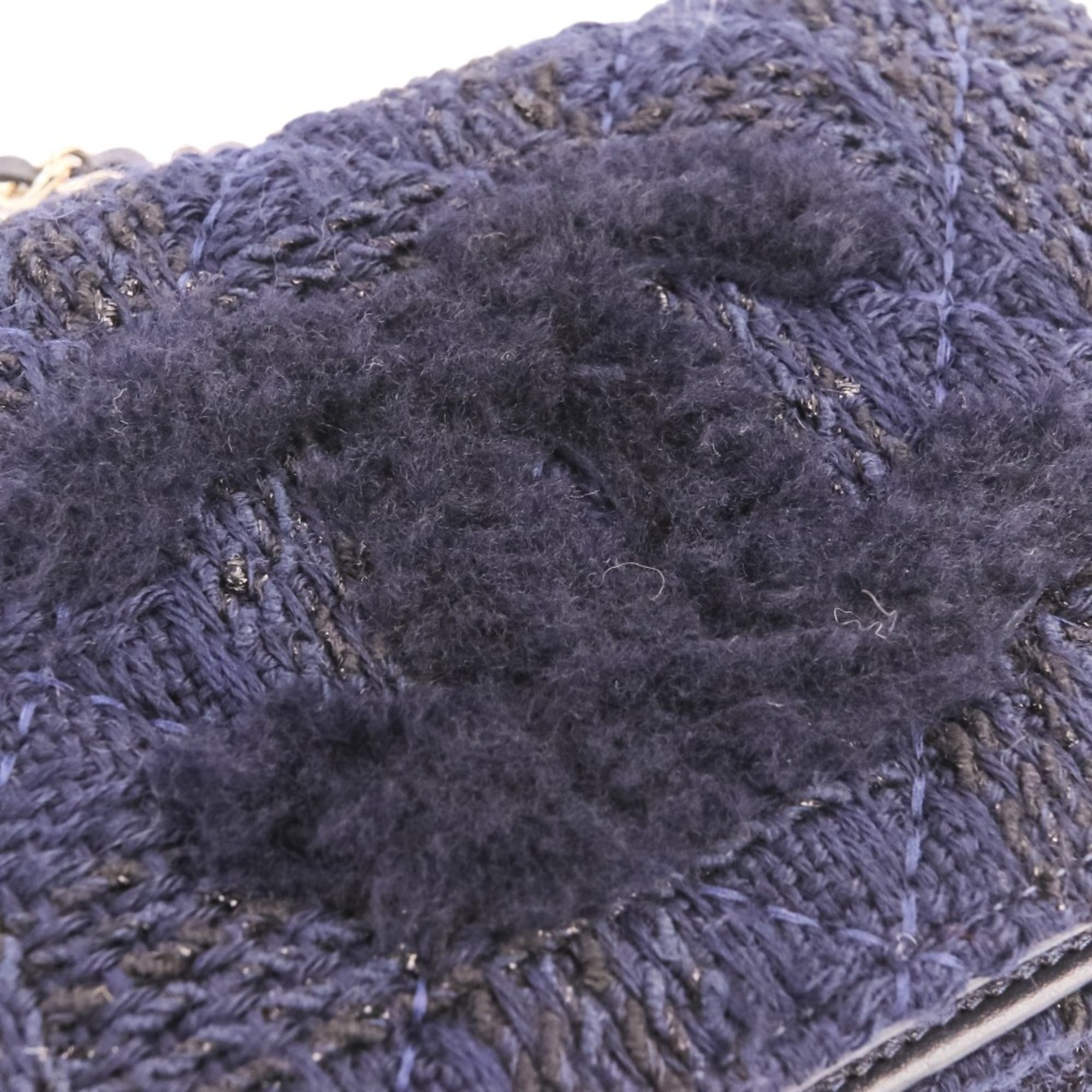 Chanel Matelasse Navy Tweed Handbag Pouch (Pre-Owned)
