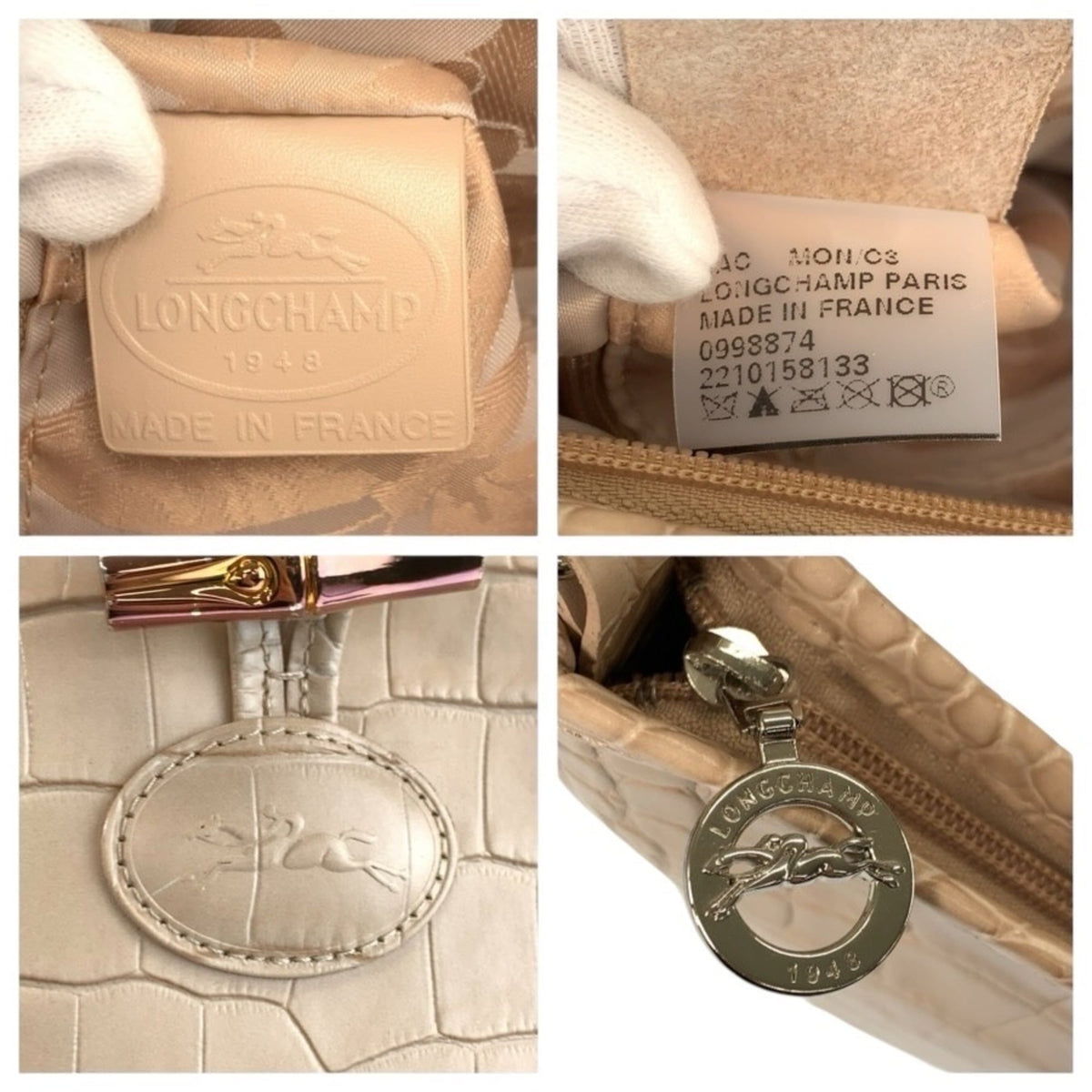 Longchamp Beige Leather Pochette Shoulder Bag (Pre-Owned)