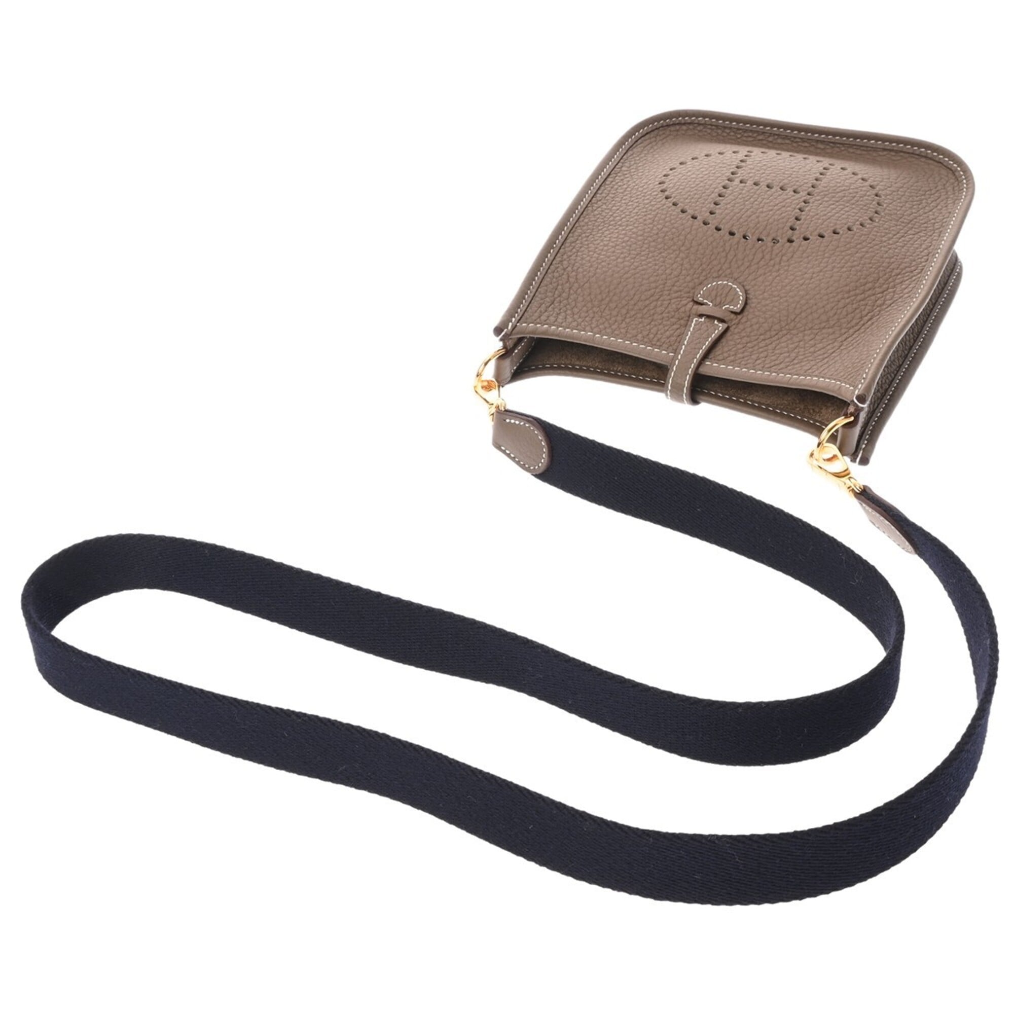 Hermes Etoupe Gray Taurillon Clemence Leather Shoulder Bag (Pre-Owned)