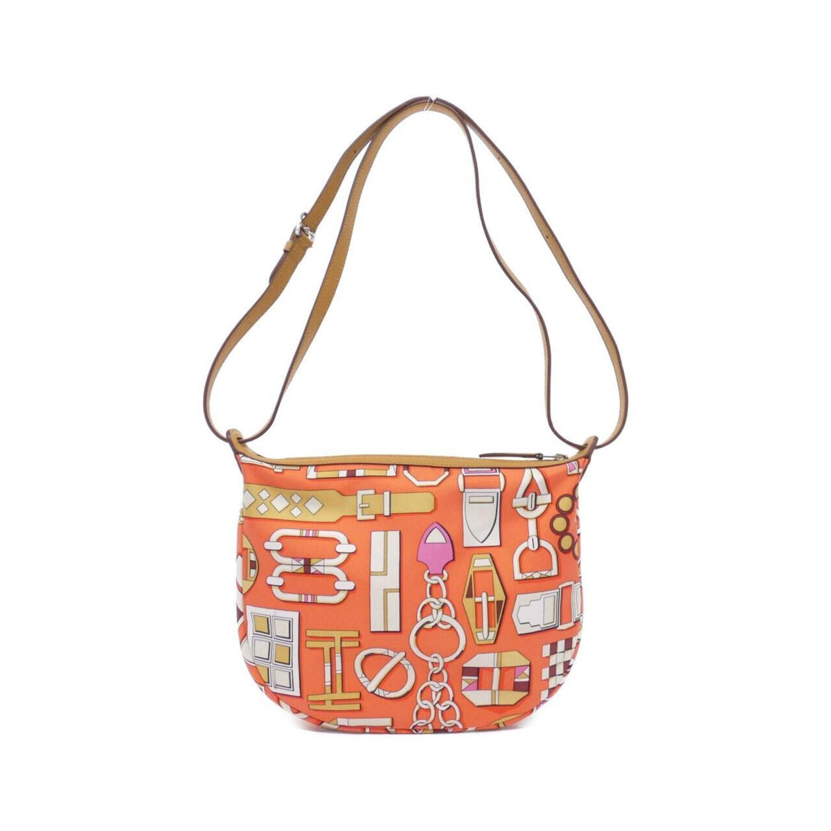 Hermes Orange Poppy Silk Swift Leather Handbag Pouch (Pre-Owned)
