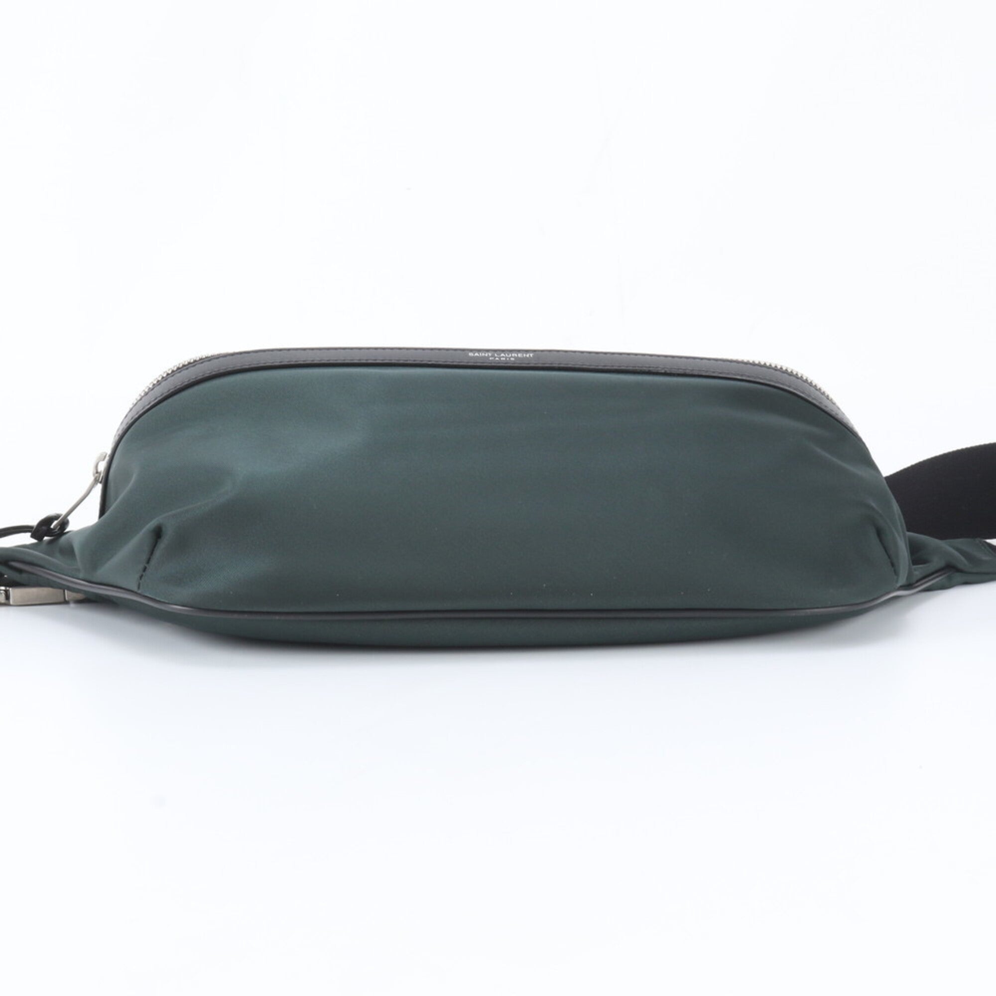 Saint Laurent Black Green Khaki Leather Nylon Pouch Shoulder Bag Sling Bag (Pre-Owned)