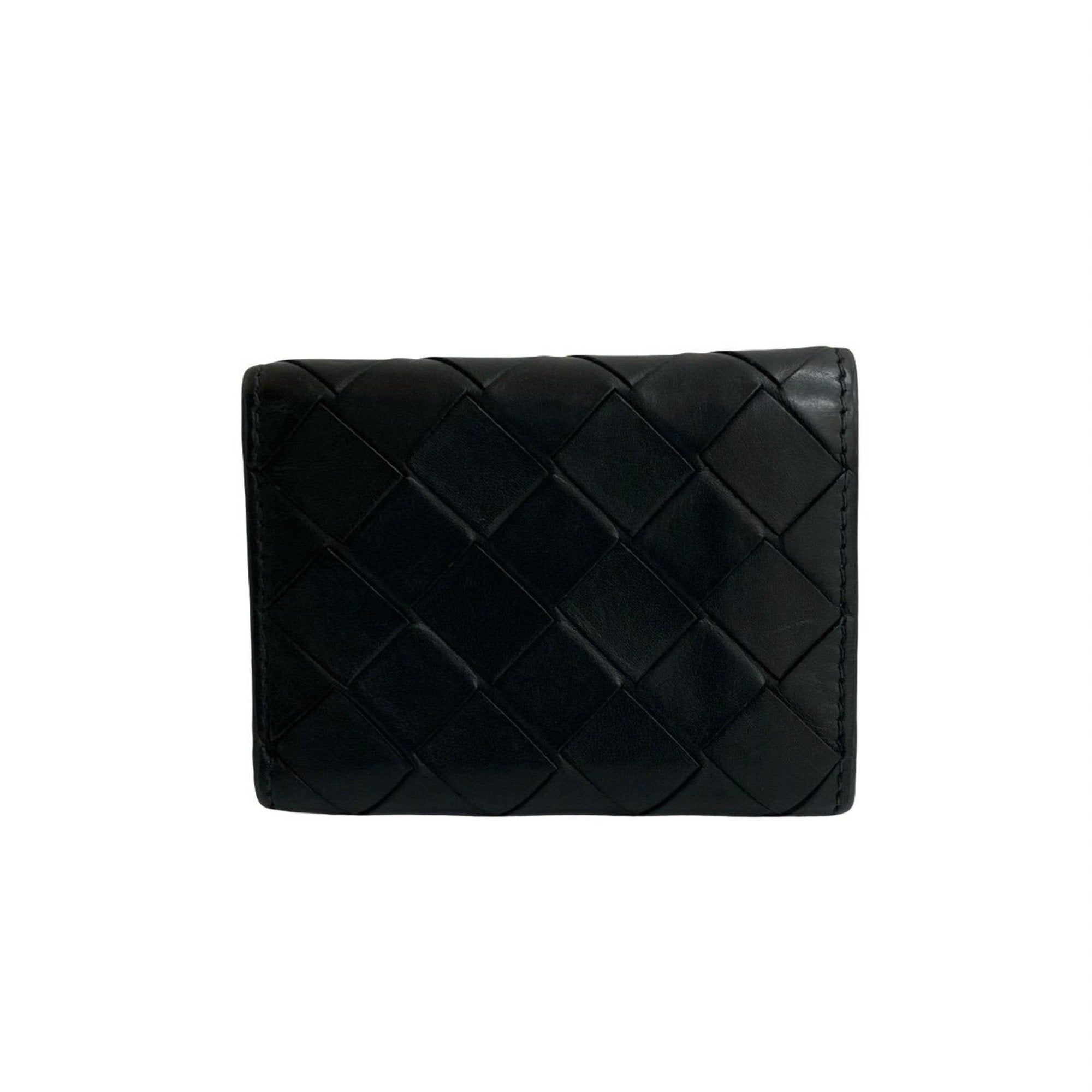Bottega Veneta Black Blue Leather Wallet (Tri-Fold) (Pre-Owned)