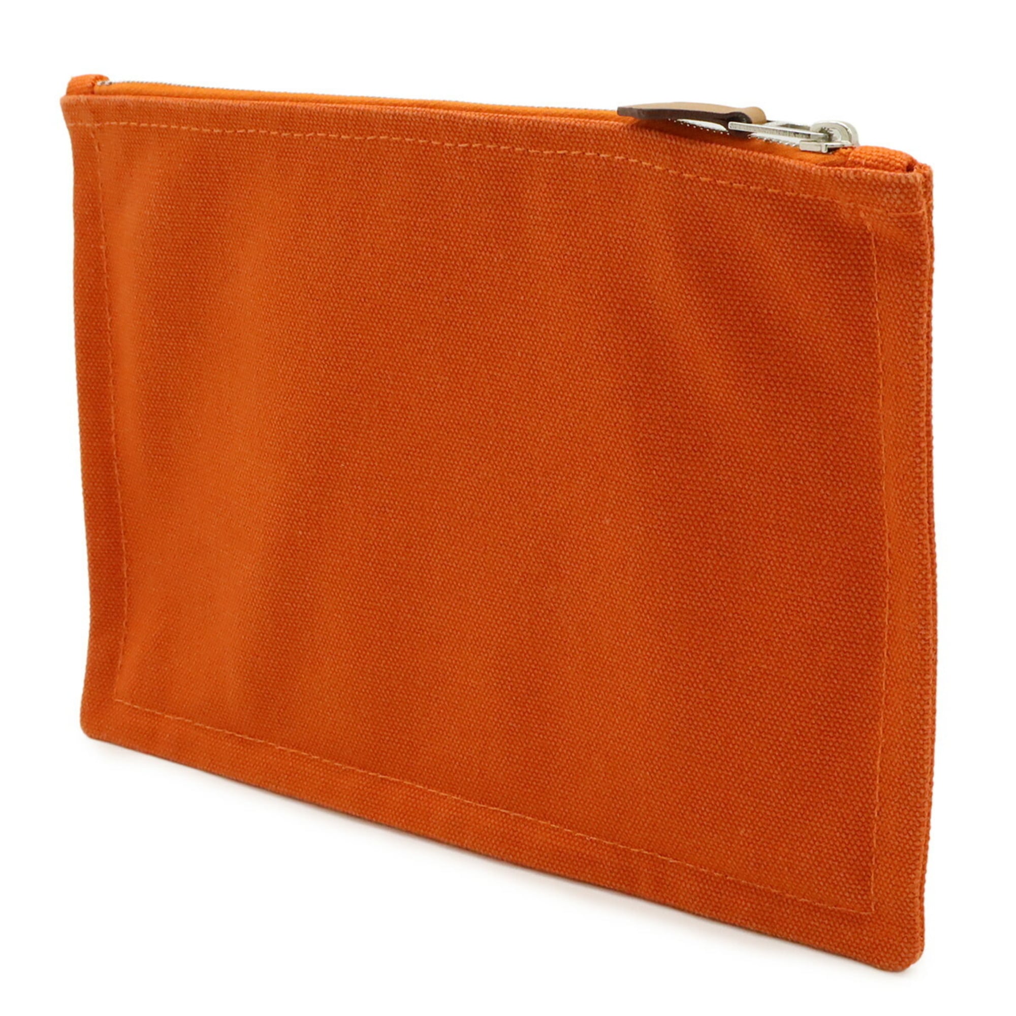 Hermes Orange Canvas Leather Pouch (Pre-Owned)