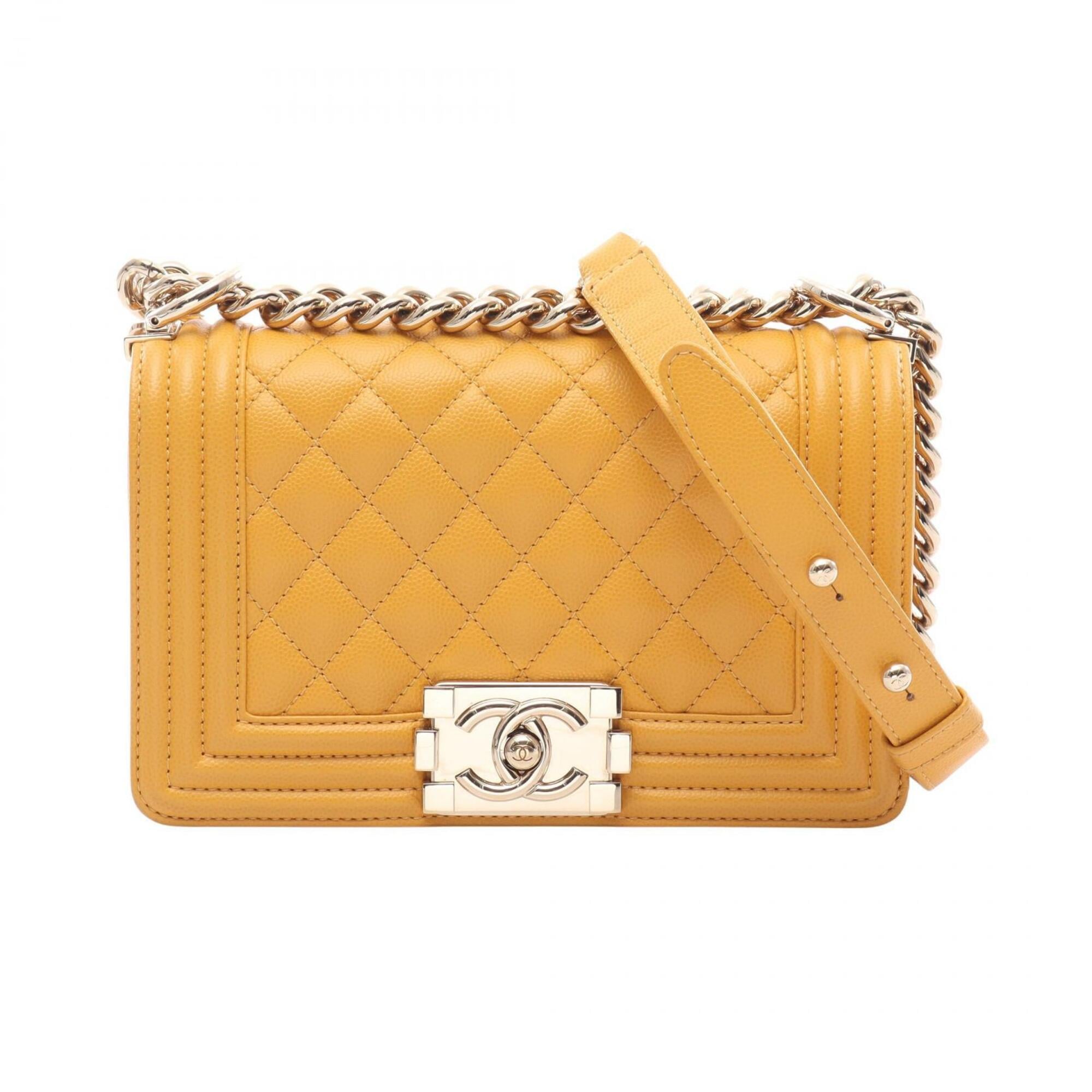 Chanel Yellow Grained Calfskin Handbag Shoulder Bag (Pre-Owned)