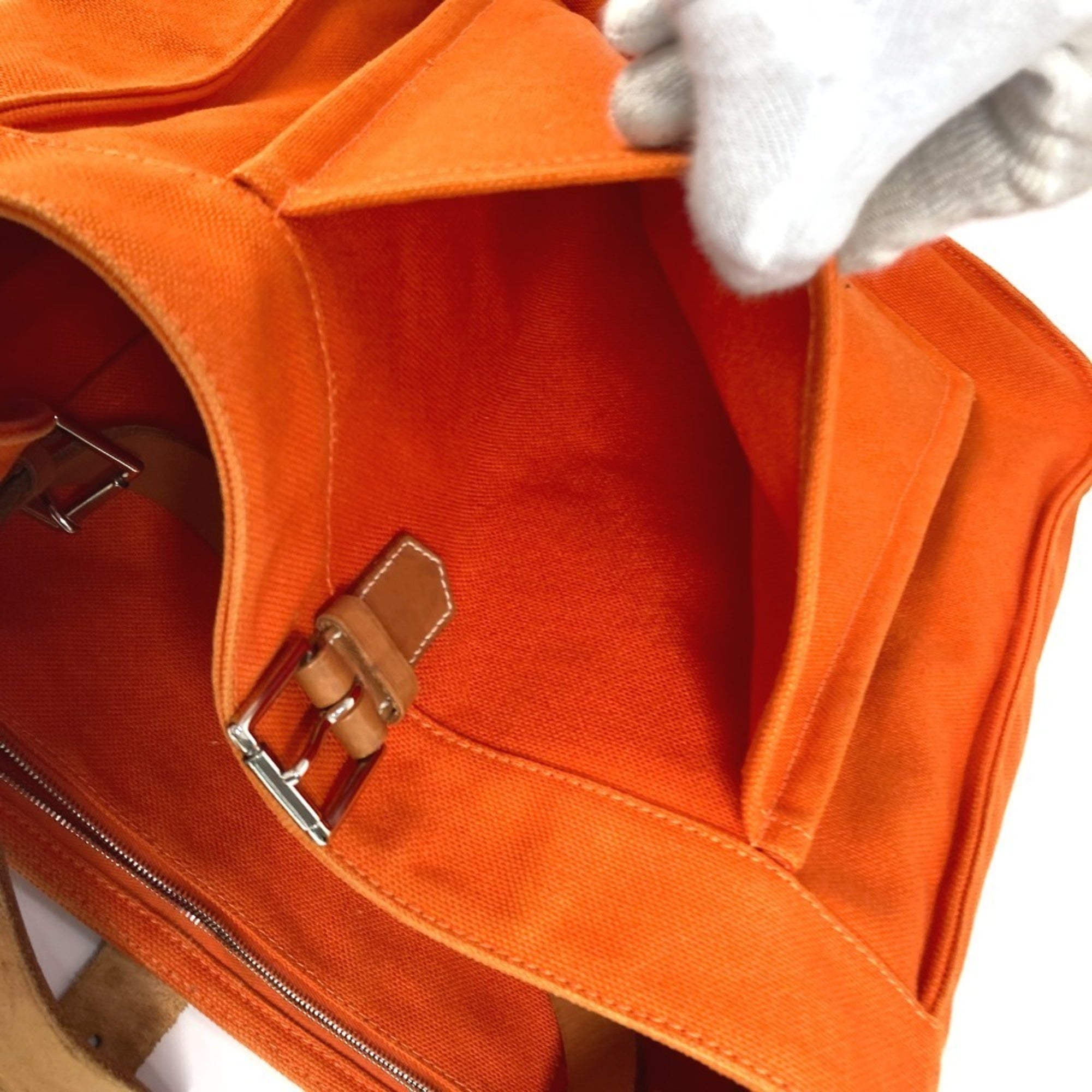 Hermes Marwari Orange Canvas Shoulder Bag (Pre-Owned)