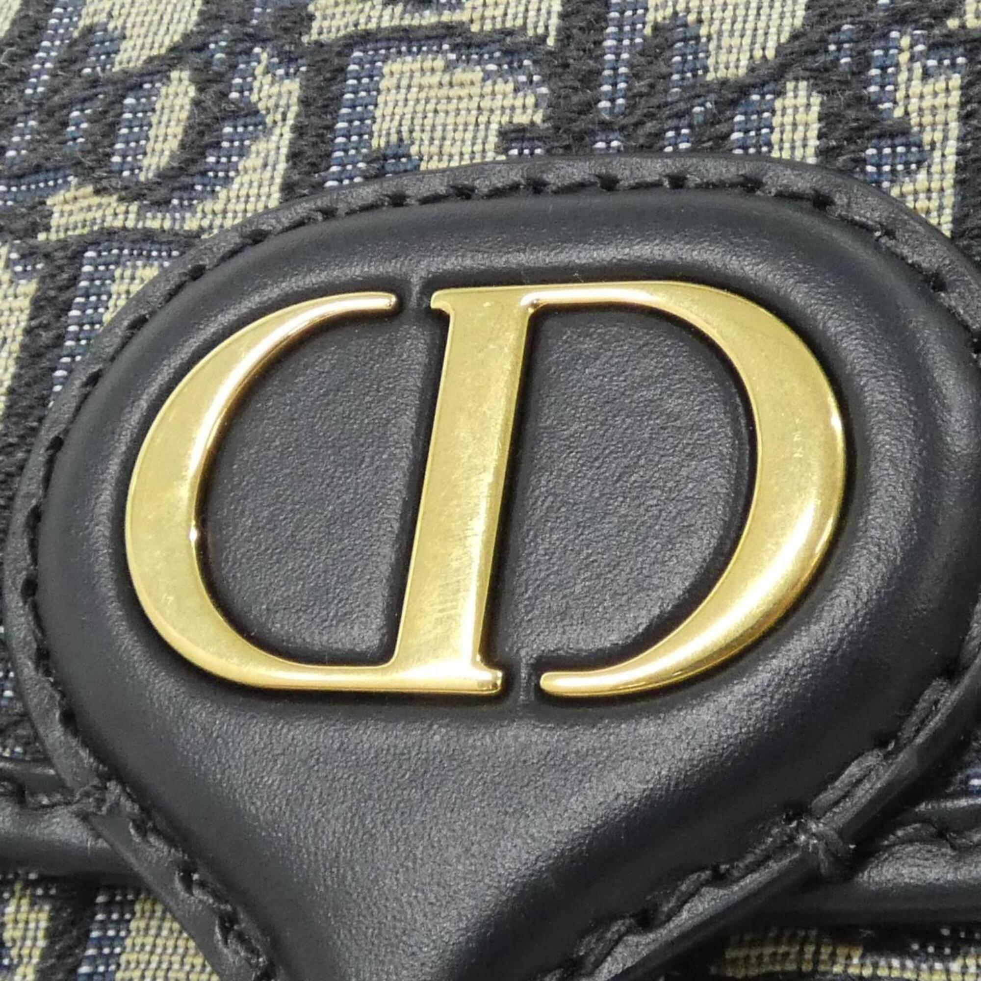 Christian Dior Blue Canvas Leather Shoulder Bag (Pre-Owned)
