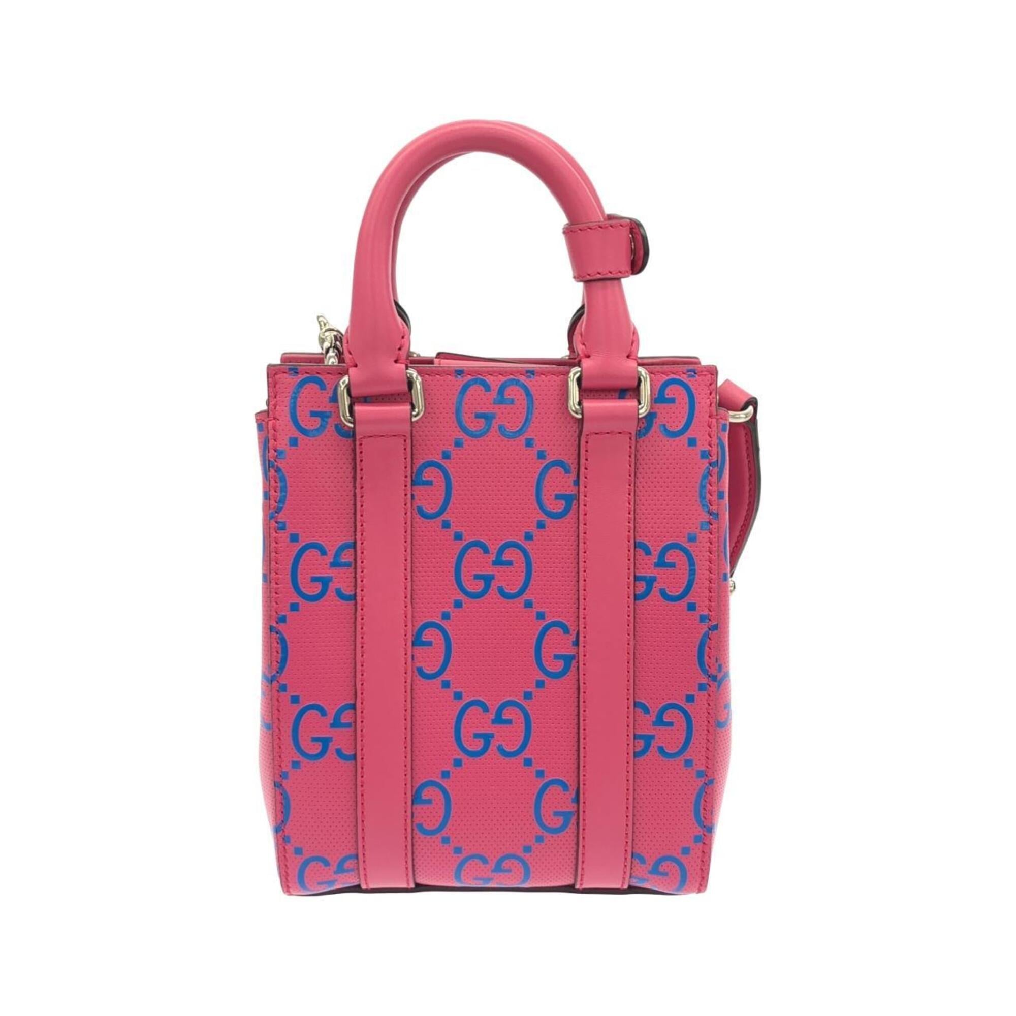 Gucci Blue Pink Leather Handbag (Pre-Owned)