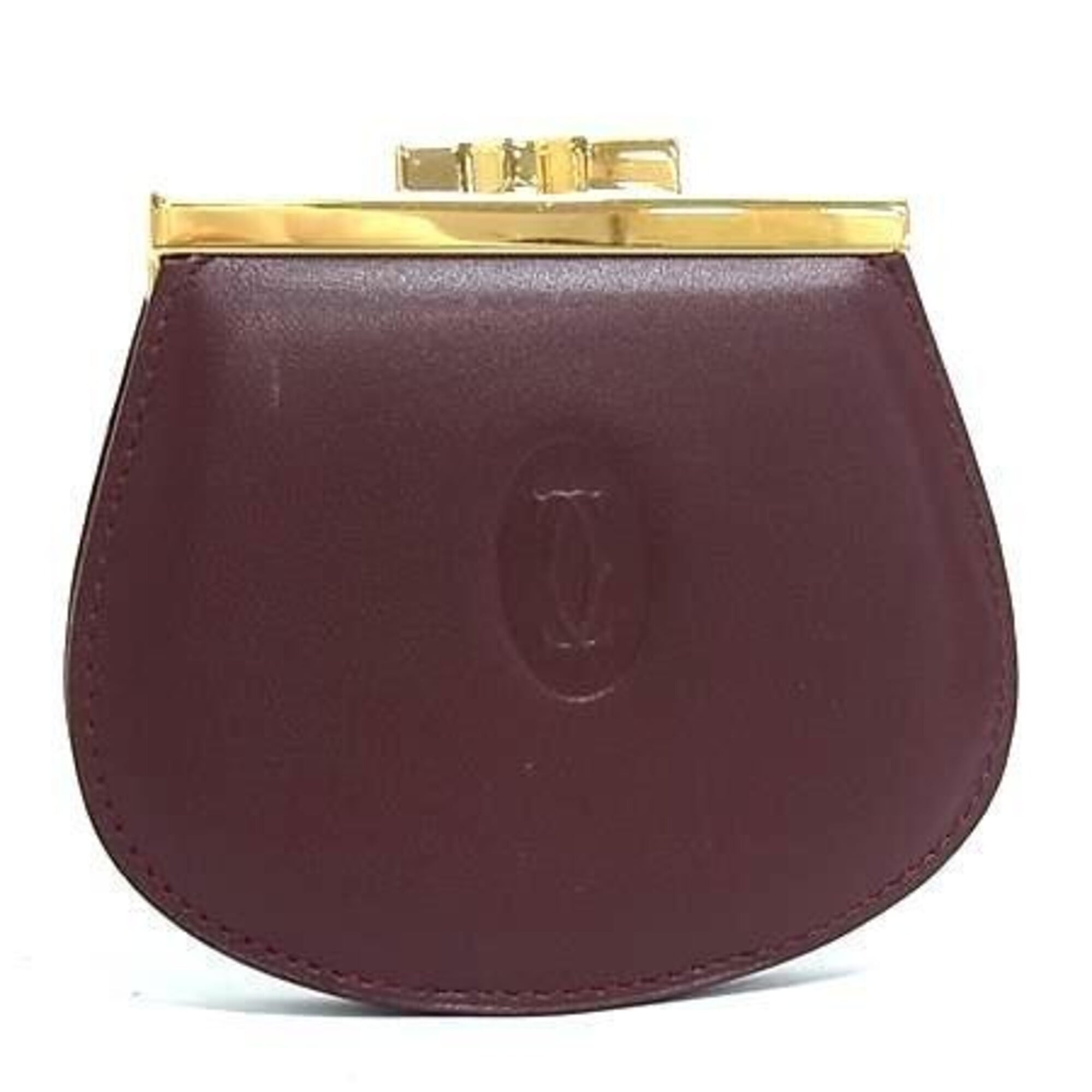 Cartier Bordeaux Leather Coin Purse/Coin Case (Pre-Owned)