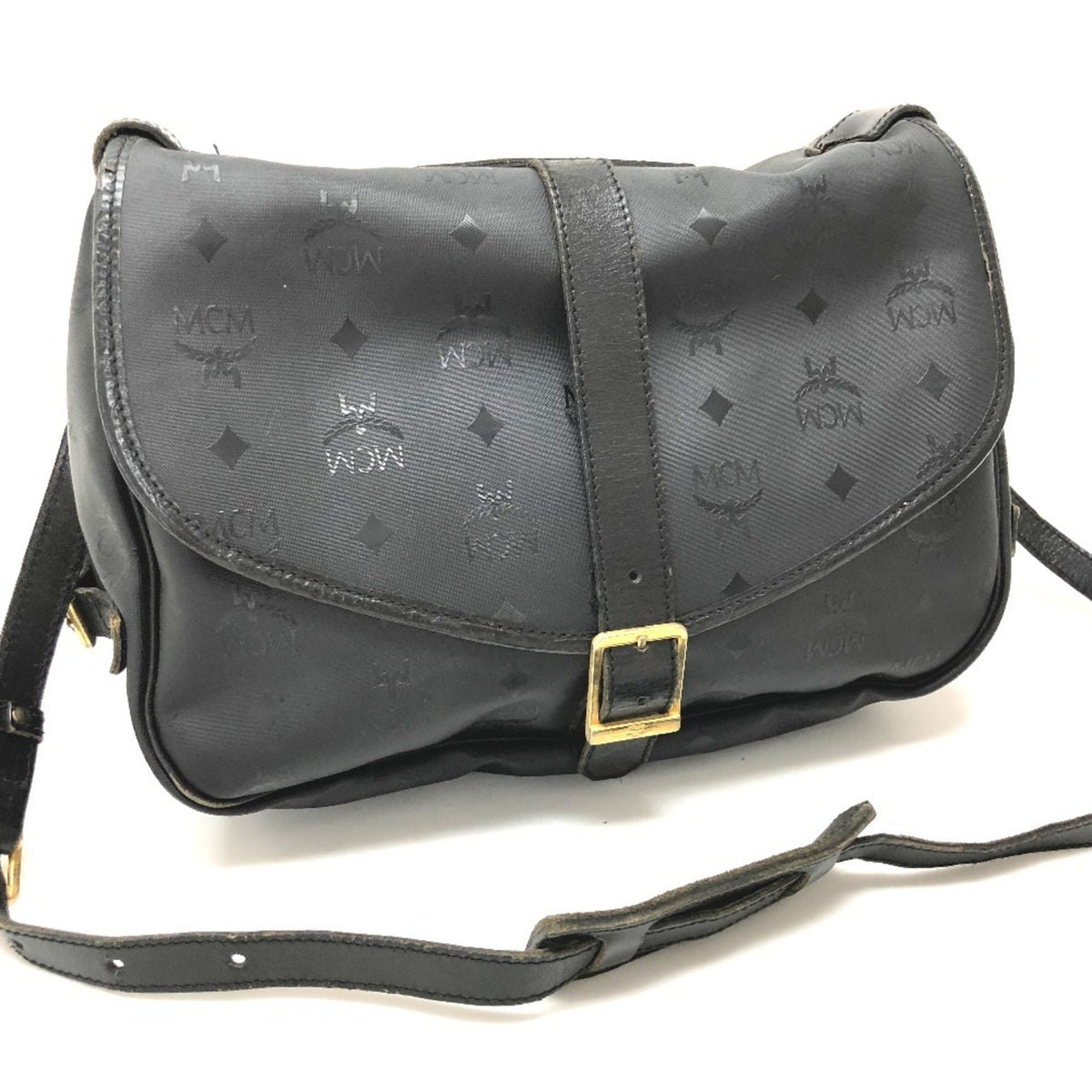 Mcm Black Pvc Leather Messenger Bag Shoulder Bag (Pre-Owned)