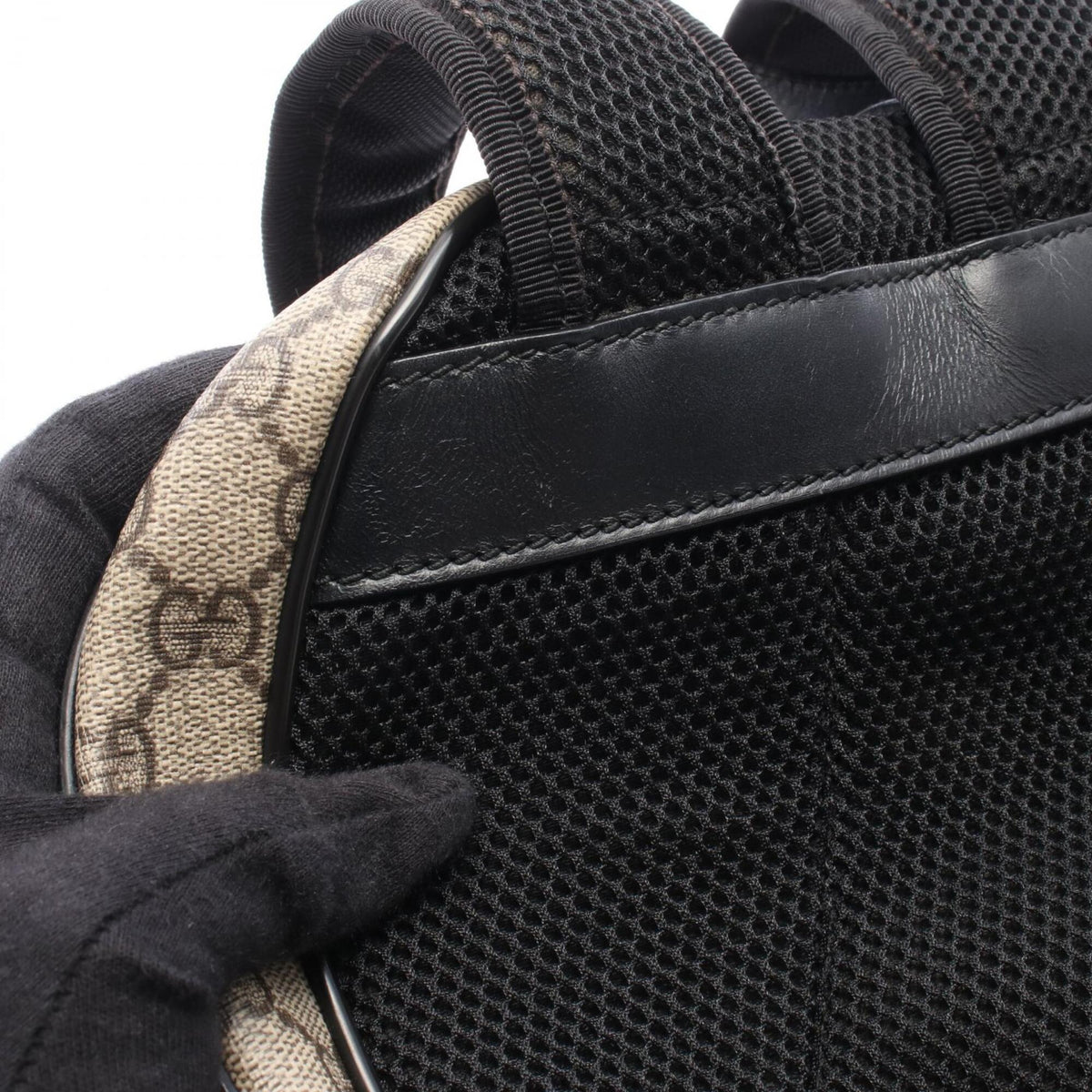 Gucci Beige Black Brown Pvc Leather Backpack Handbag (Pre-Owned)