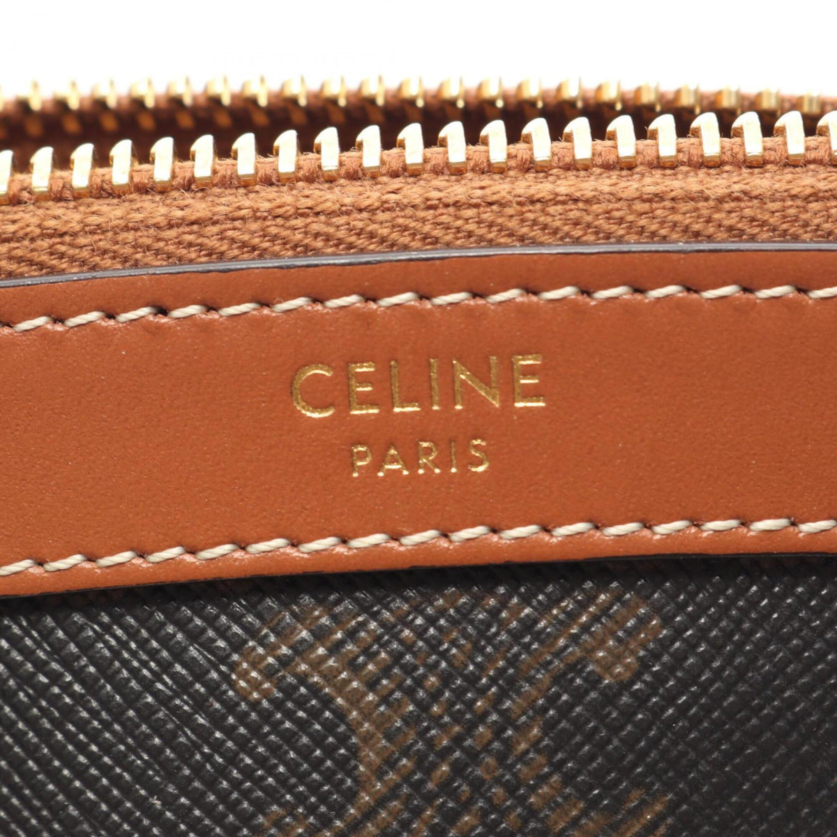 Celine Black Brown Leather Pvc Handbag Pouch (Pre-Owned)