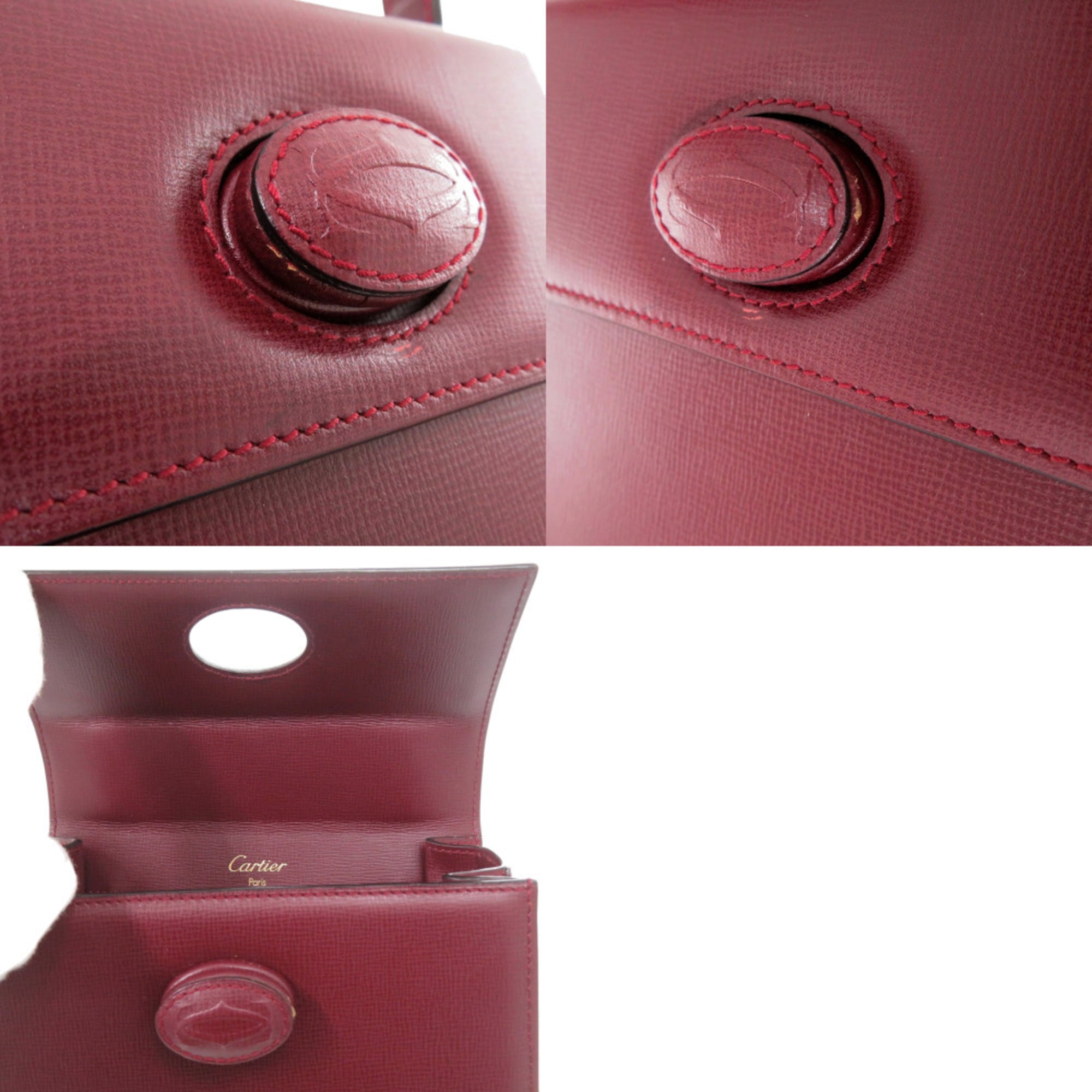 Cartier Bordeaux Leather Handbag (Pre-Owned)