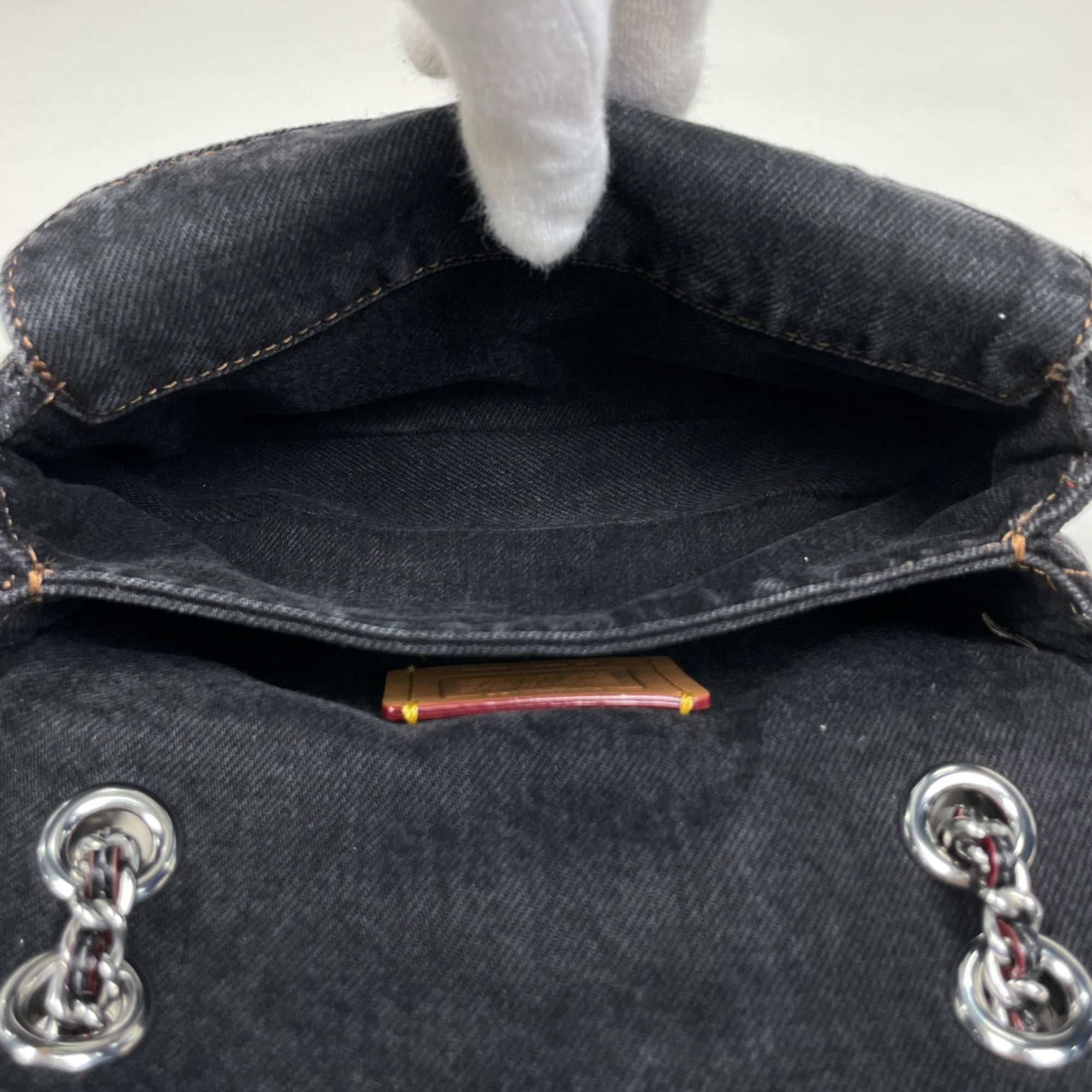 Coach Black Denim Leather Shoulder Bag (Pre-Owned)