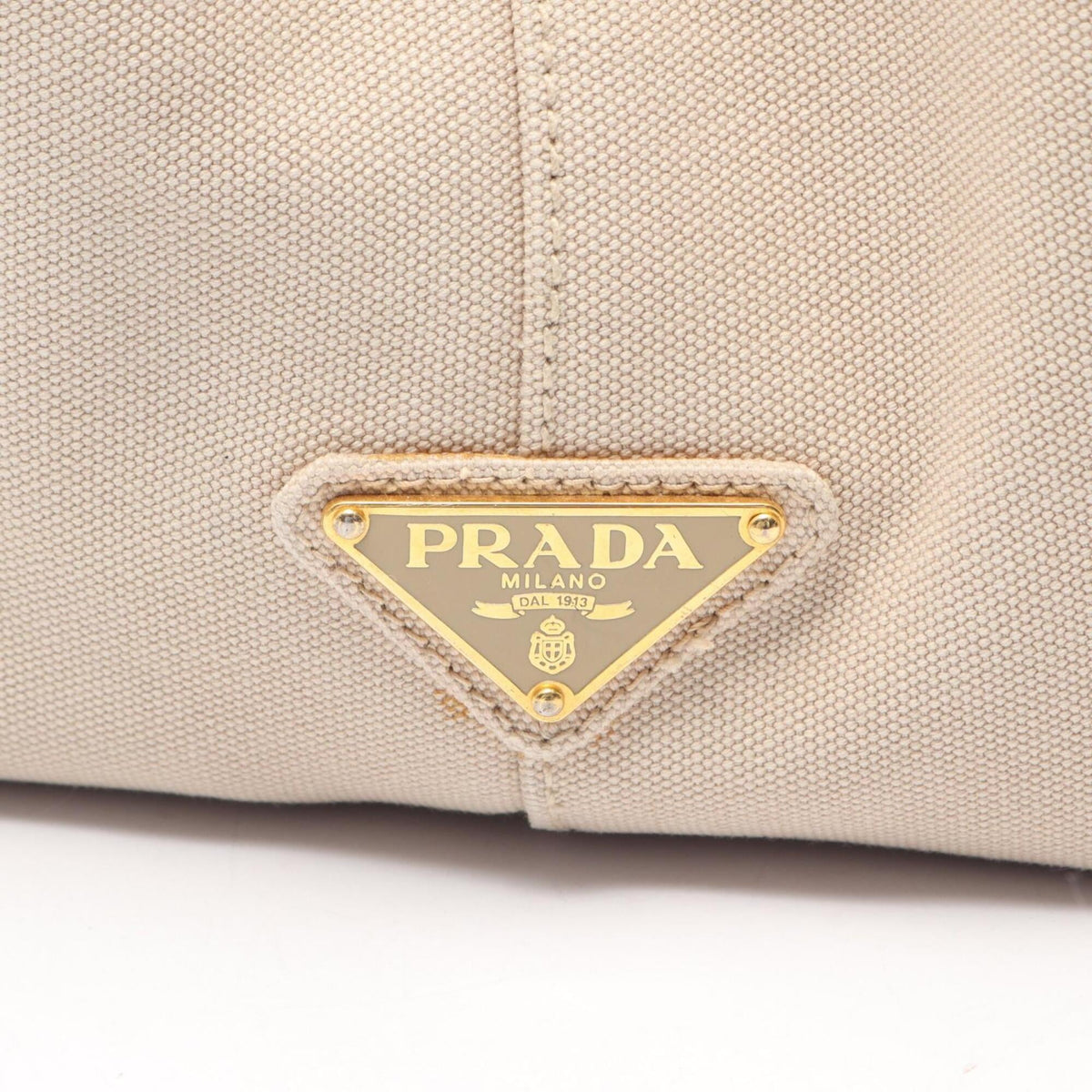 Prada Beige Black Bordeaux Canvas Handbag Tote Bag (Pre-Owned)