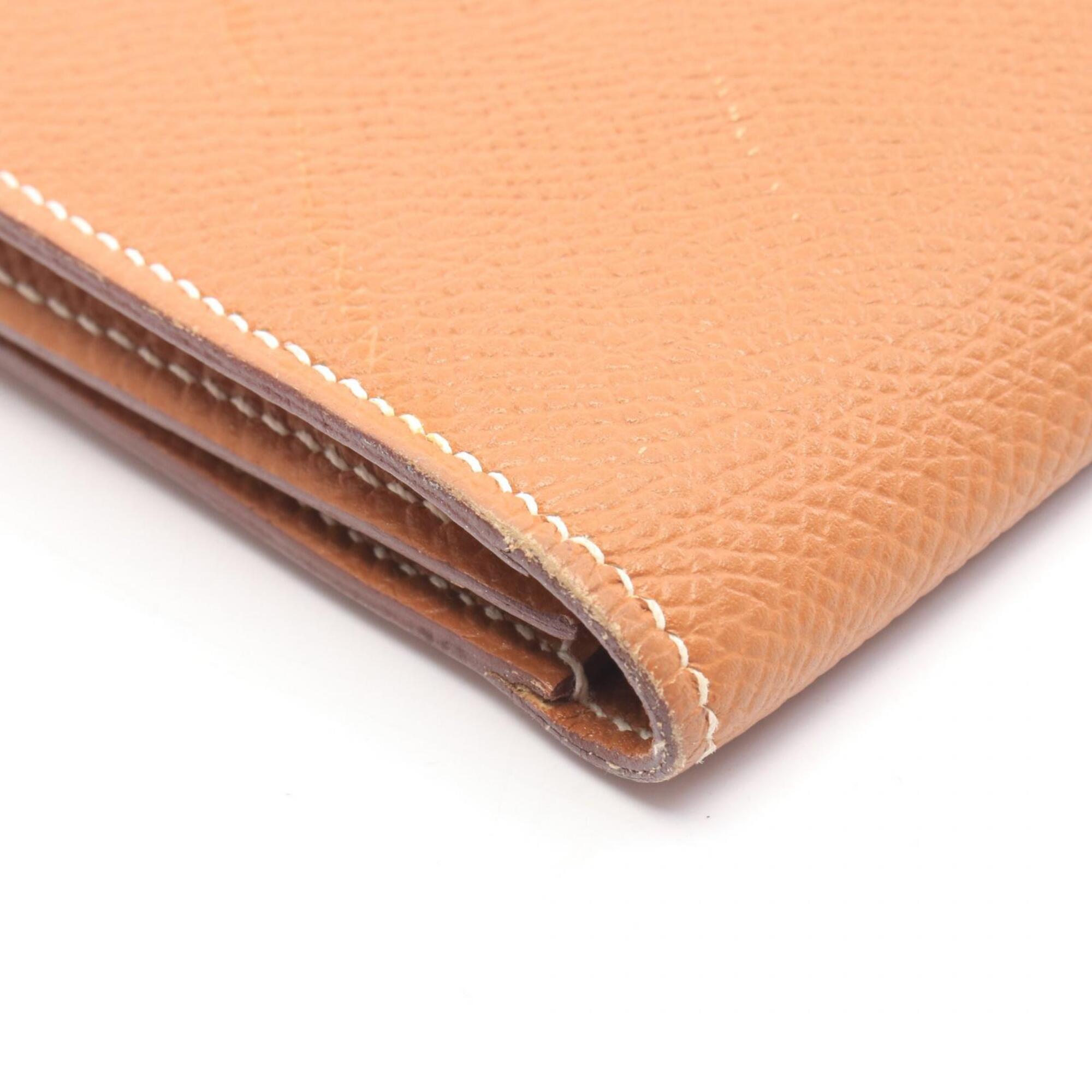 Hermes Brown Gold Brown Epsom Leather Long Wallet (Bi-Fold) (Pre-Owned)