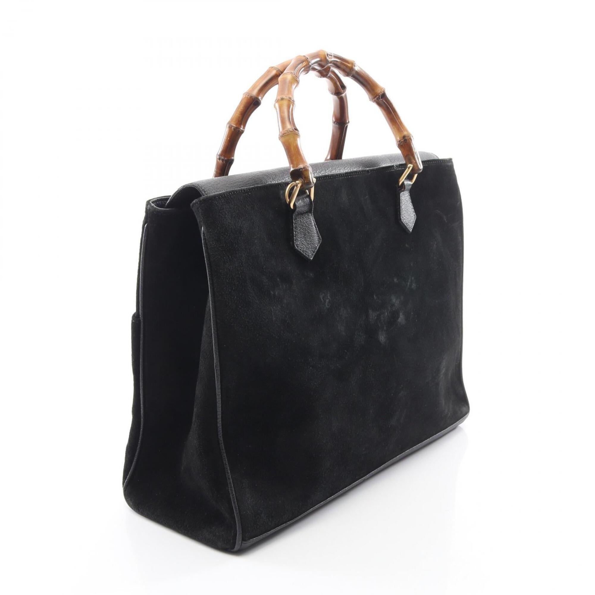 Gucci Black Leather Suede Handbag (Pre-Owned)