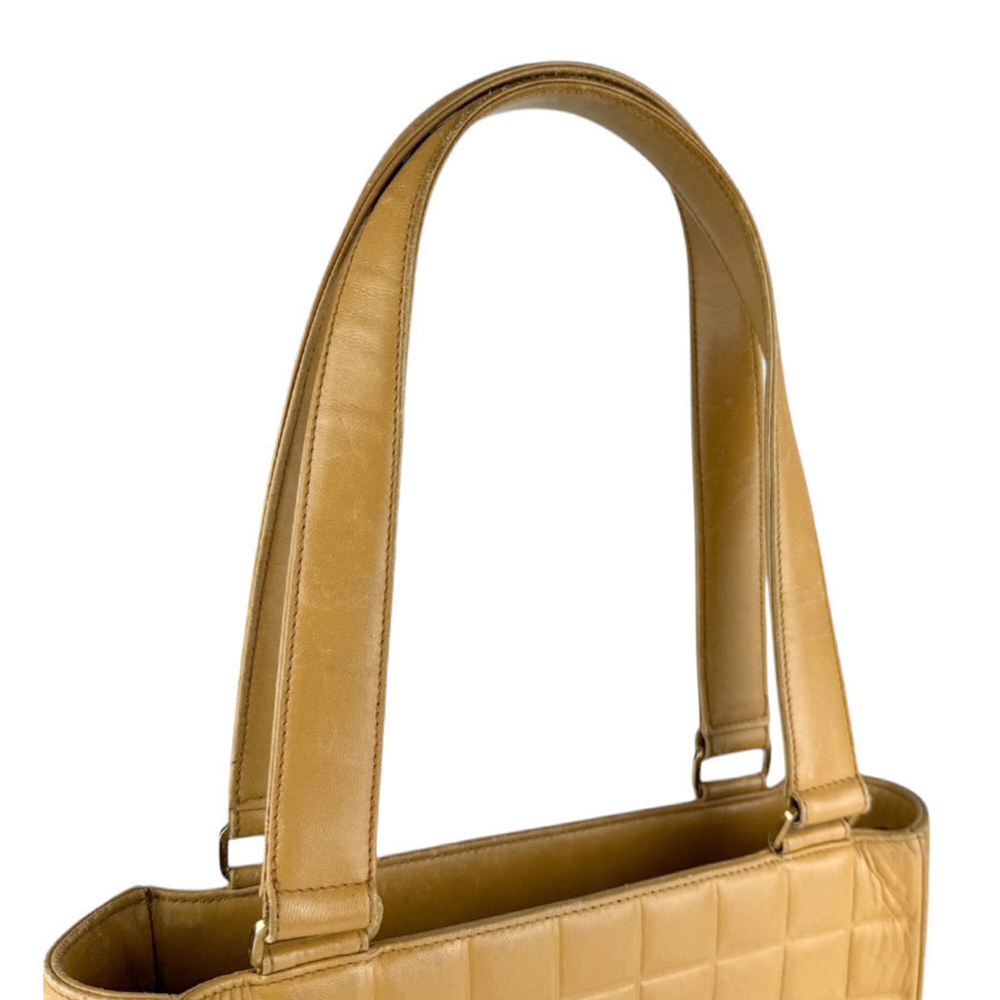 Chanel Beige Leather Shoulder Bag Tote Bag (Pre-Owned)