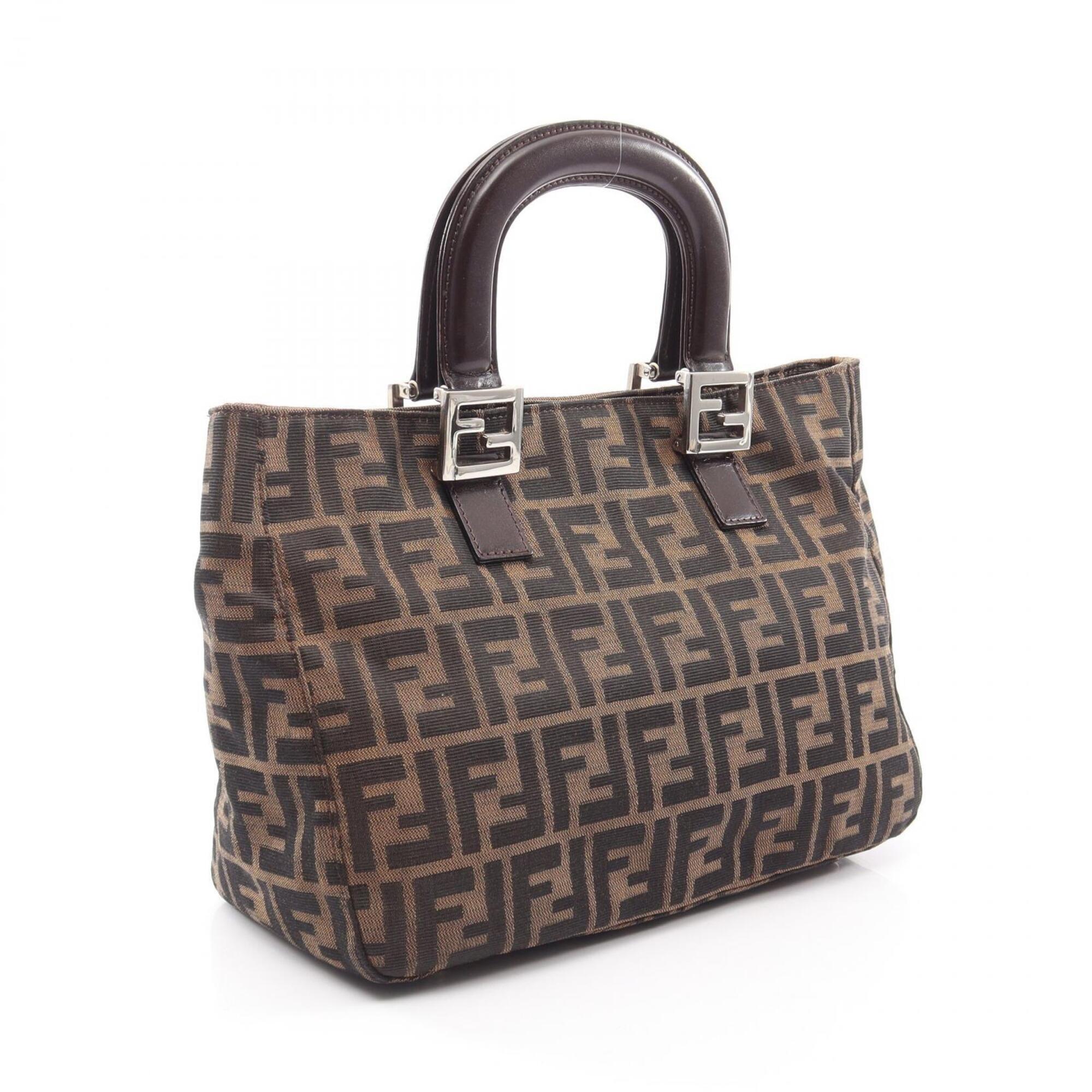 Fendi Brown Canvas Leather Handbag (Pre-Owned)