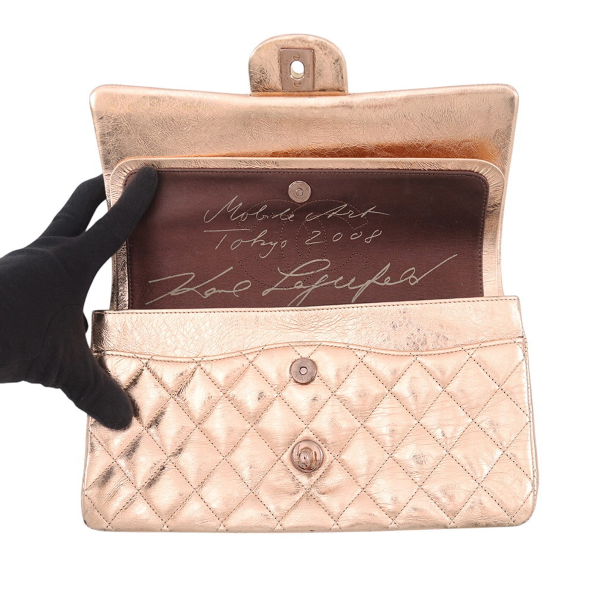 Chanel Gold Pink Handbag Shoulder Bag (Pre-Owned)