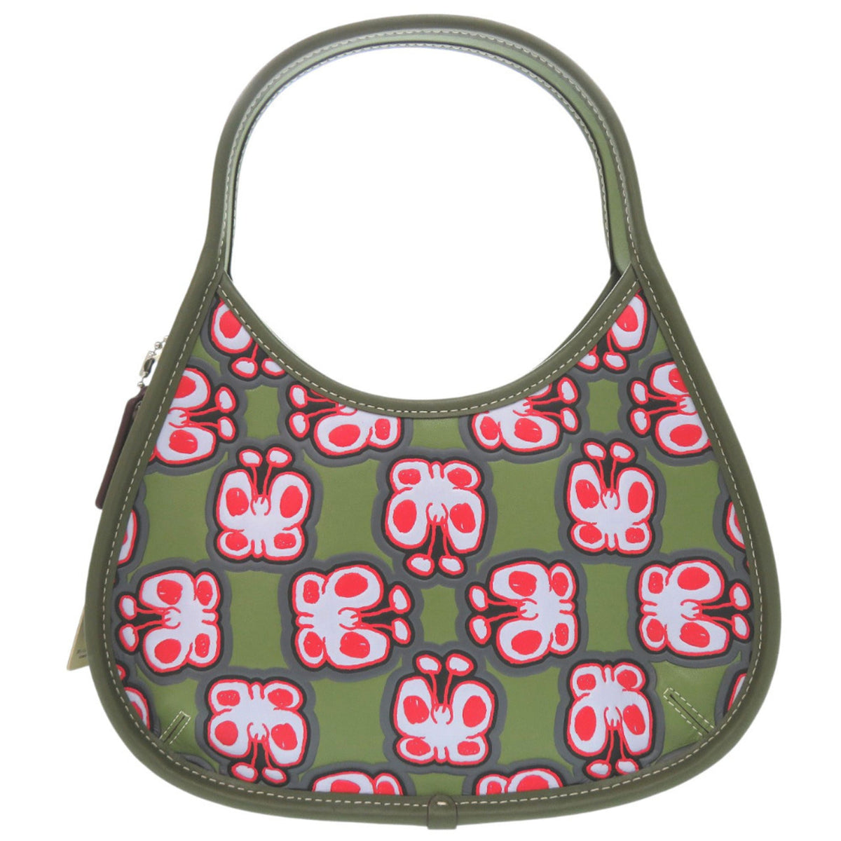 Coach Green Olive Red Color Leather Handbag (Pre-Owned)