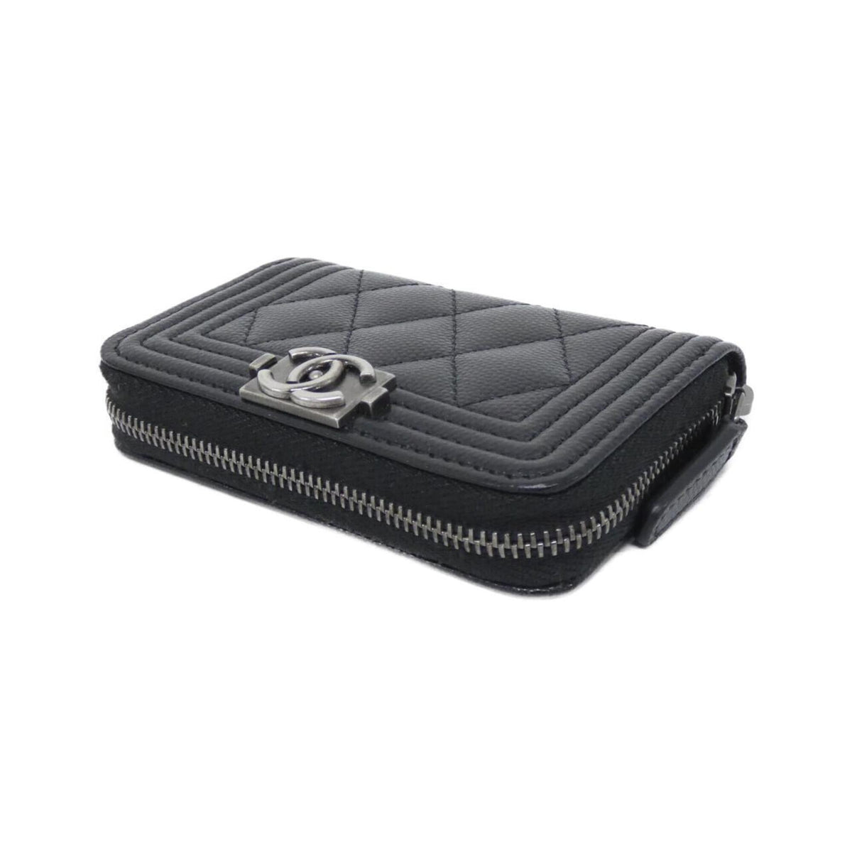 Chanel Black Grained Calfskin Coin Purse/Coin Case (Pre-Owned)