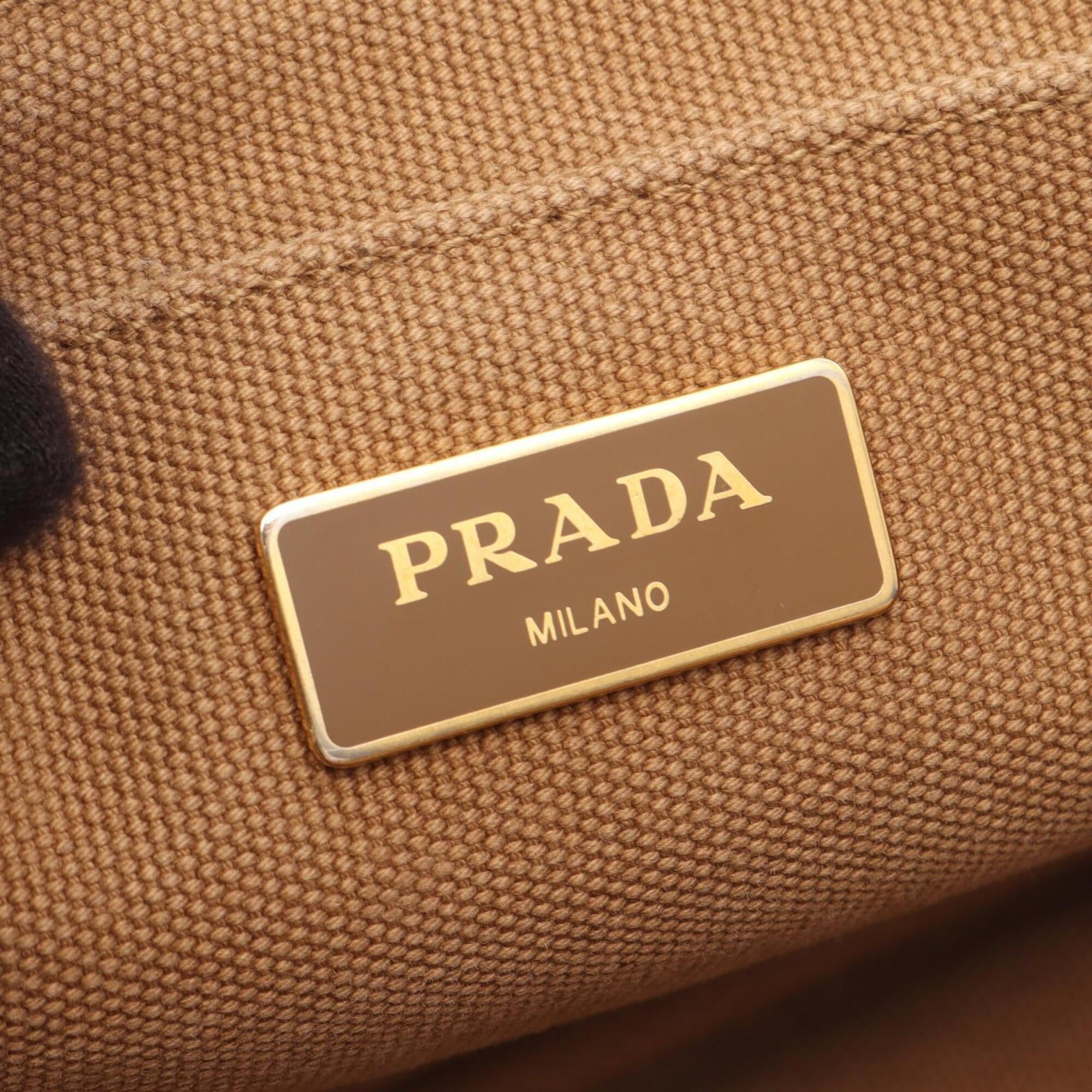 Prada Brown Canvas Handbag Tote Bag (Pre-Owned)