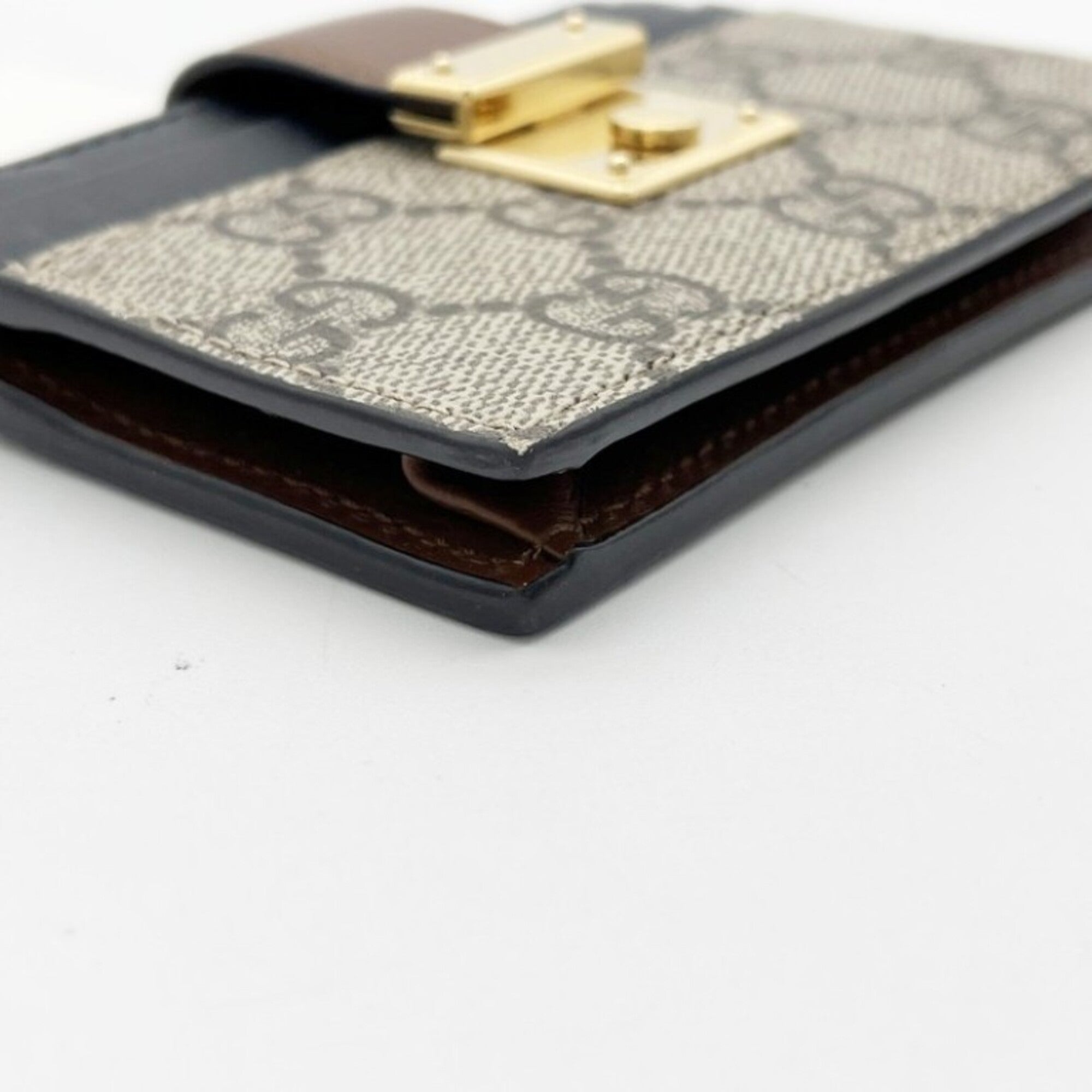 Gucci Beige Black Brown Pvc Leather Long Wallet (Bi-Fold) (Pre-Owned)