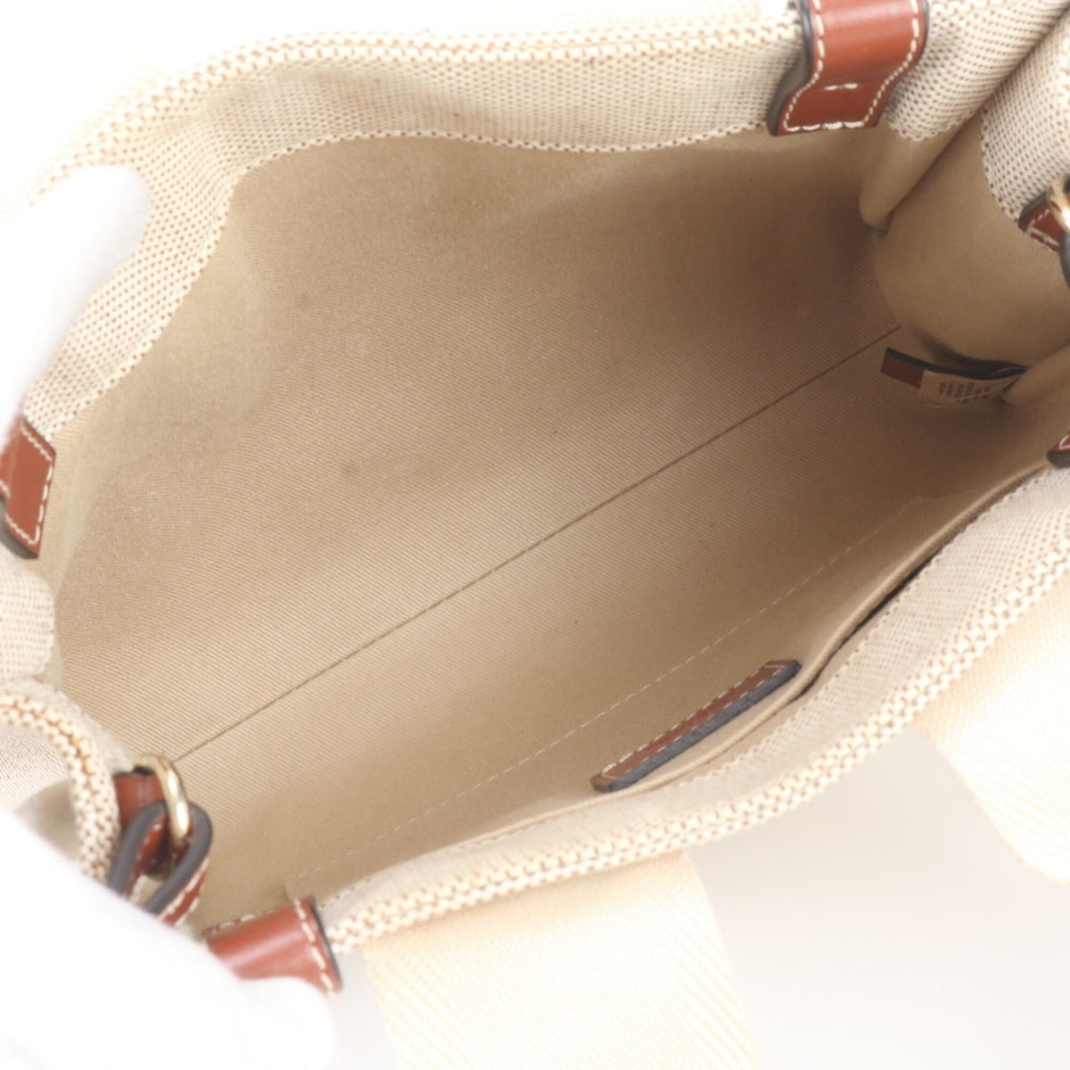 Chloé Beige Leather Canvas Crossbody Bag Handbag Shoulder Bag Tote Bag (Pre-Owned)