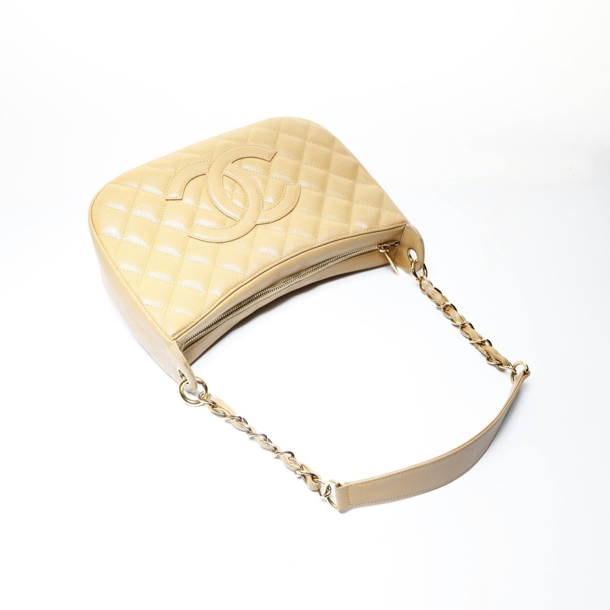 Chanel Beige Grained Calfskin Shoulder Bag (Pre-Owned)