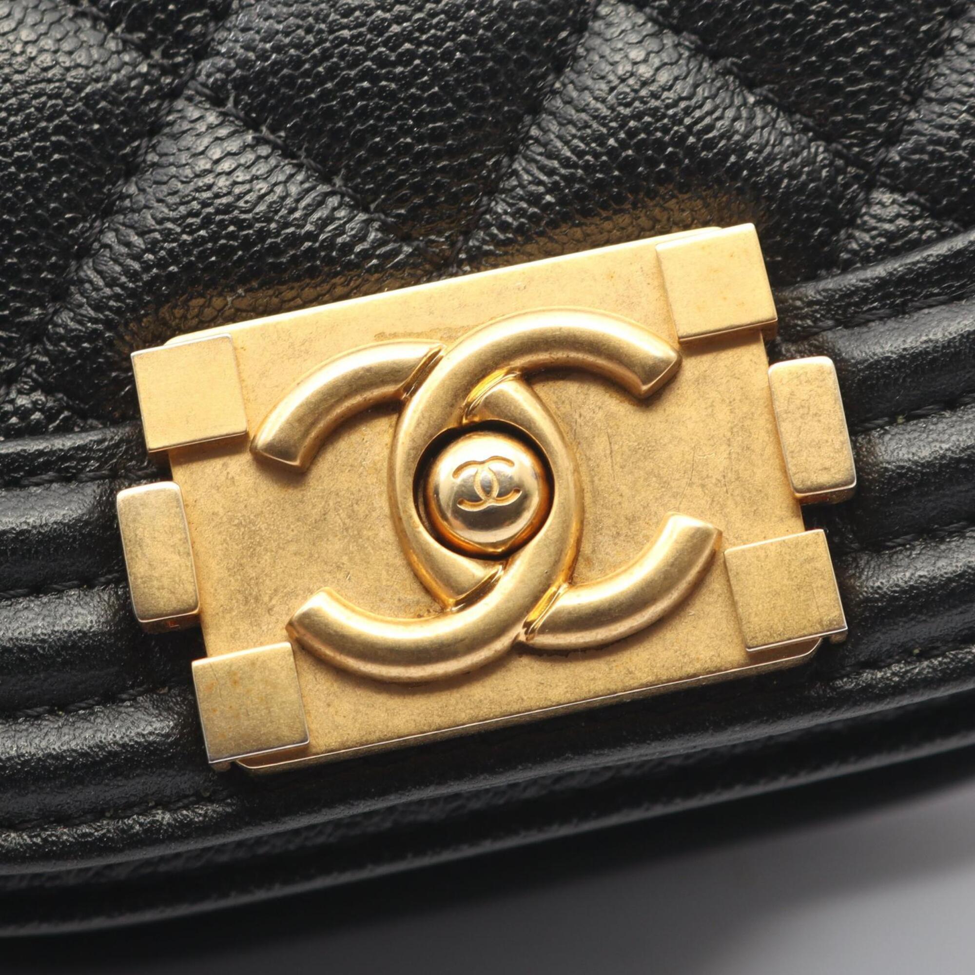 Chanel Black Grained Calfskin Handbag Shoulder Bag (Pre-Owned)