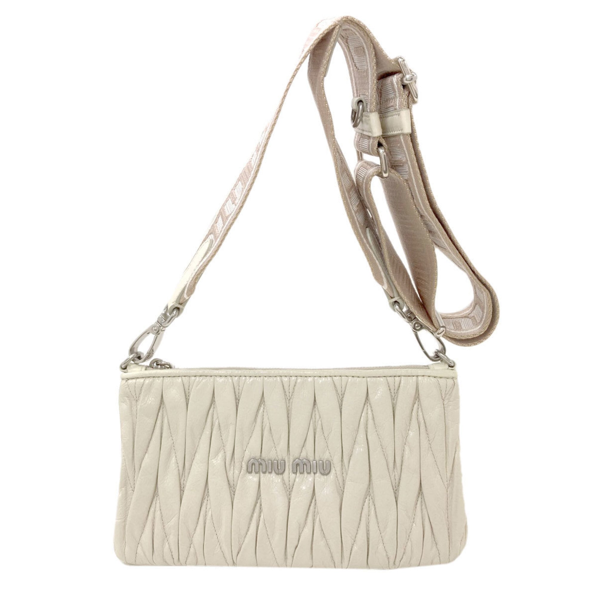 Miu Miu White Leather Pouch Shoulder Bag (Pre-Owned)