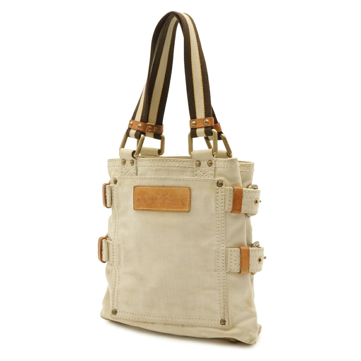 Louis Vuitton Blue Natural Yellow Canvas Handbag Tote Bag (Pre-Owned)