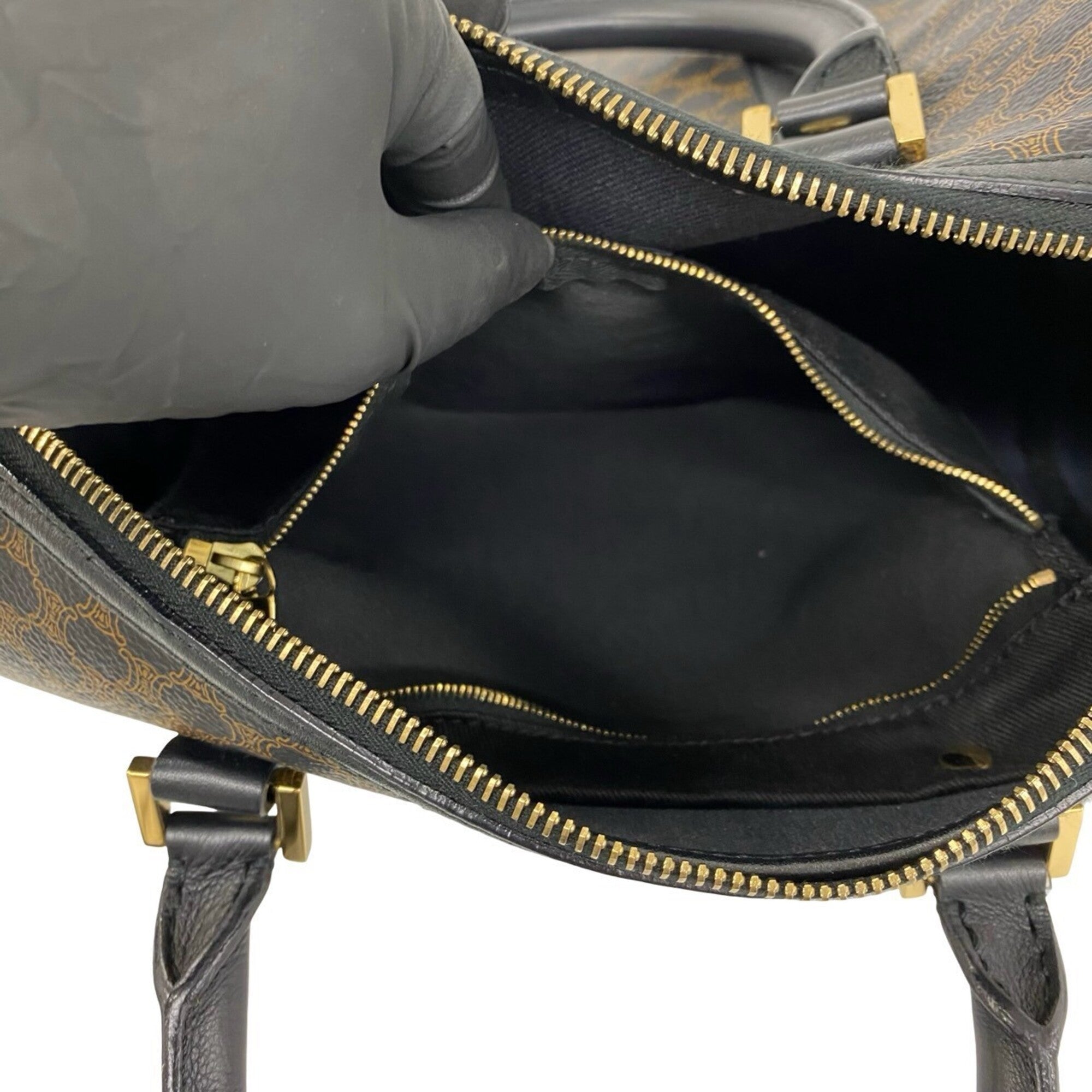 Celine Brown Leather Pvc Boston Bag Handbag (Pre-Owned)