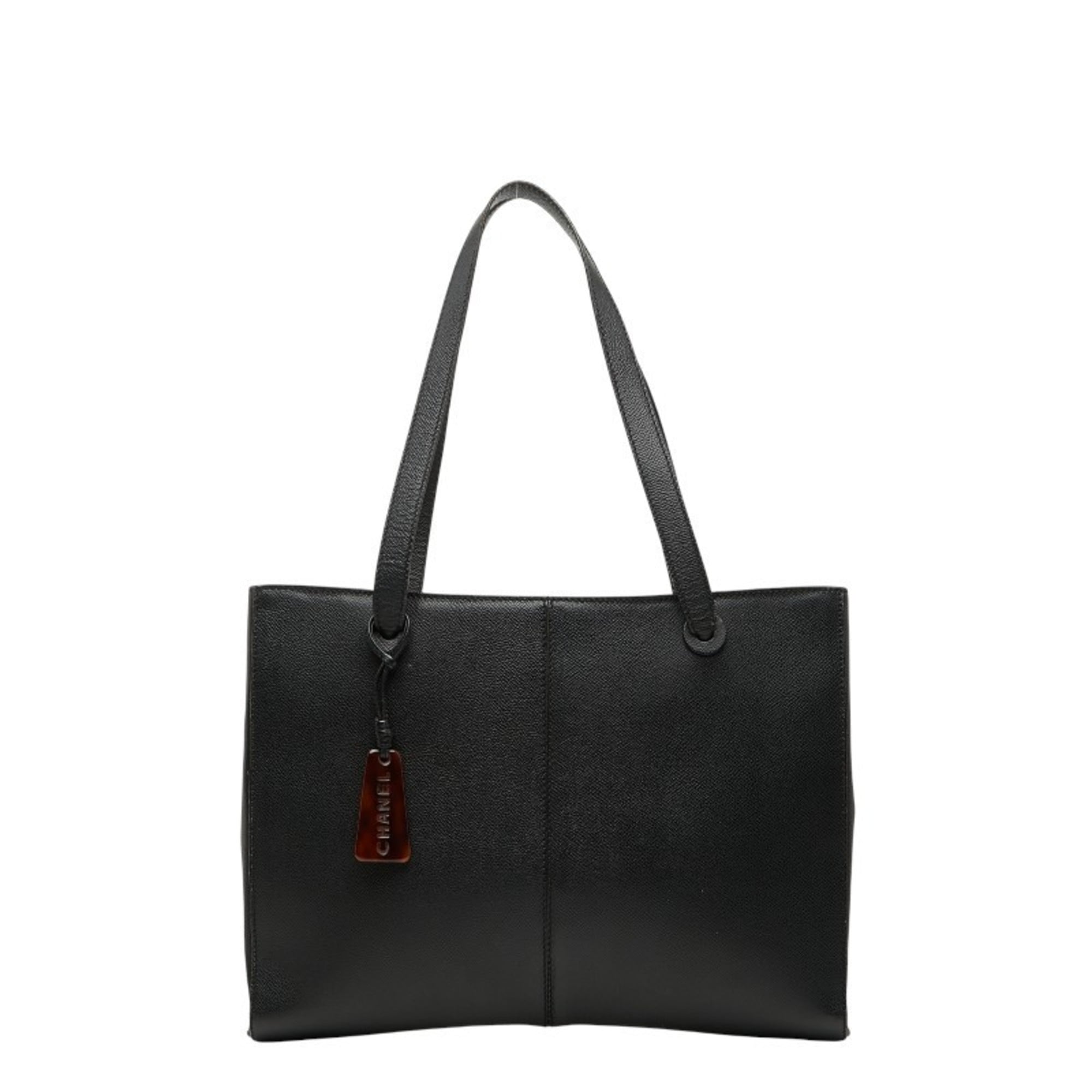 Chanel Black Grained Calfskin Shoulder Bag Tote Bag (Pre-Owned)