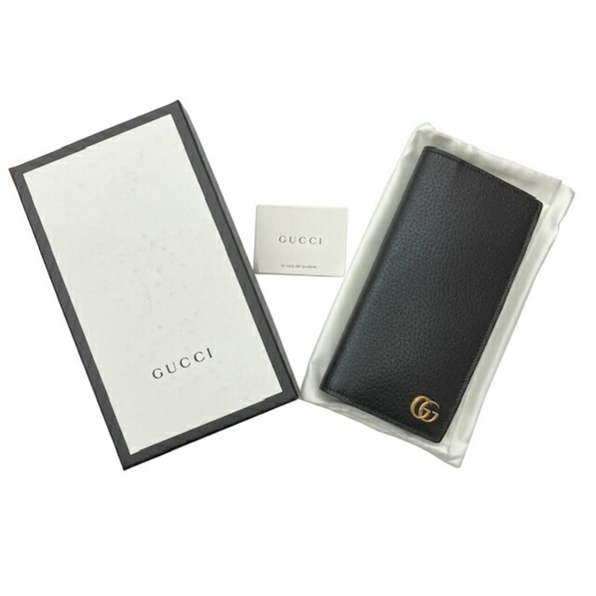 Gucci Black Leather Long Wallet (Bi-Fold) (Pre-Owned)