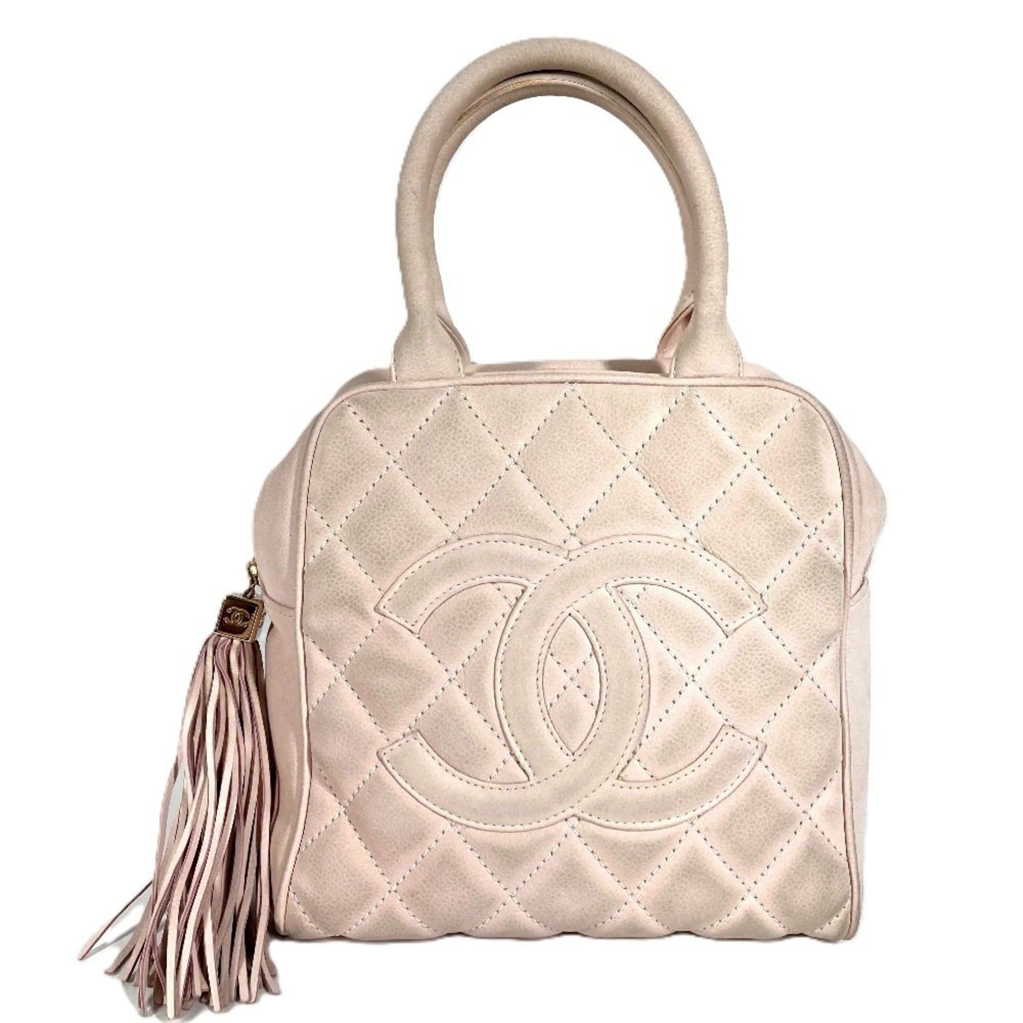 Chanel Matelasse Light Pink Leather Boston Bag Handbag (Pre-Owned)