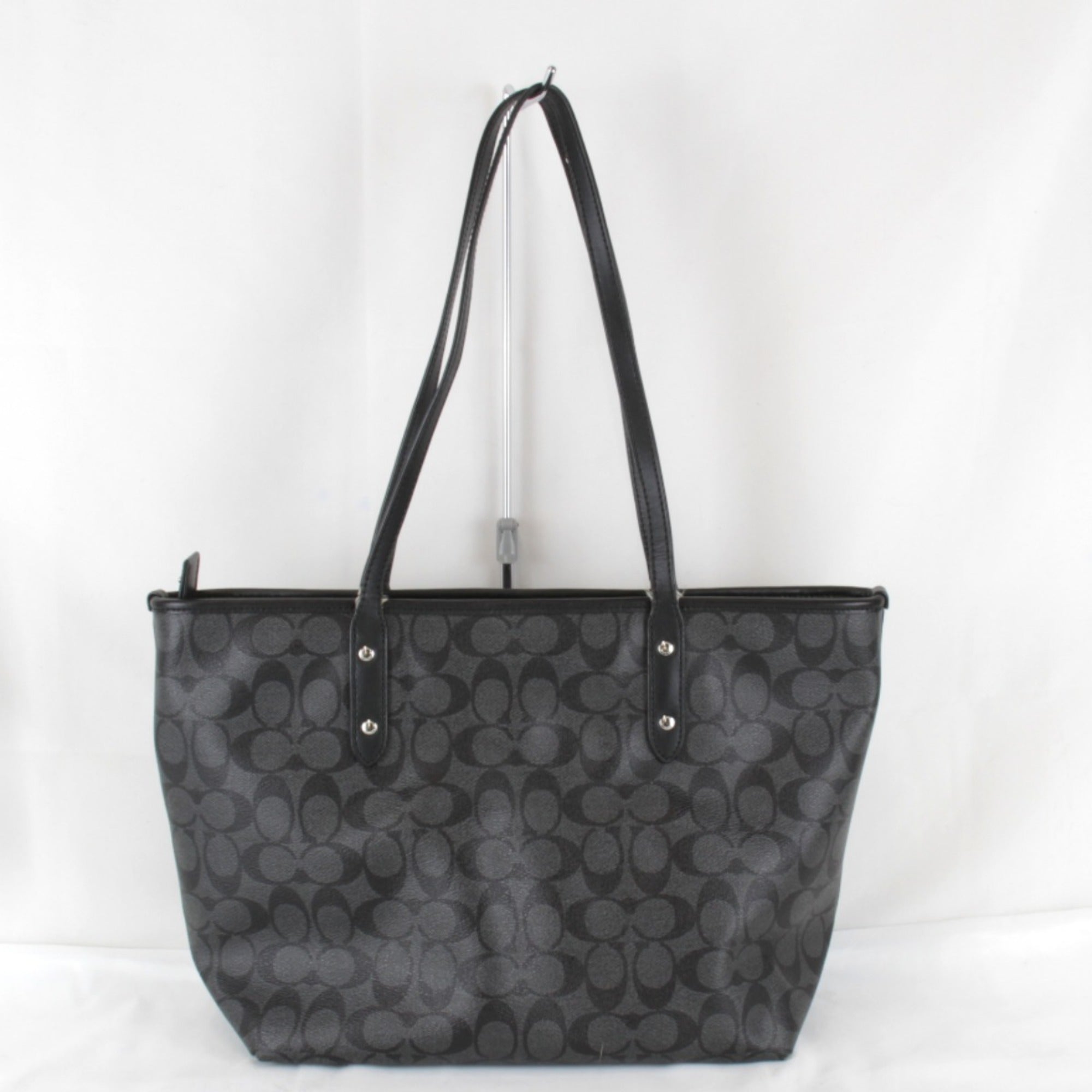 Coach Signature Black Leather Tote Bag (Pre-Owned)